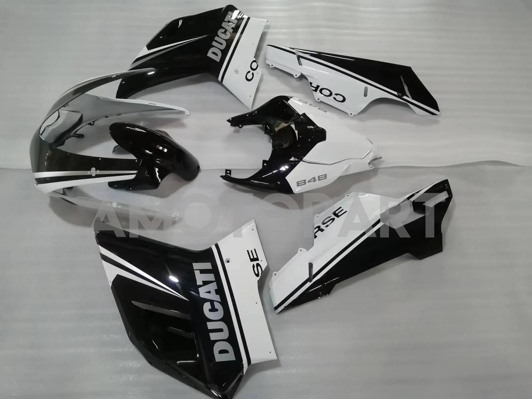 Amotopart Ducati All Years 1098/1198/848 Black Mix White Fairing Kit