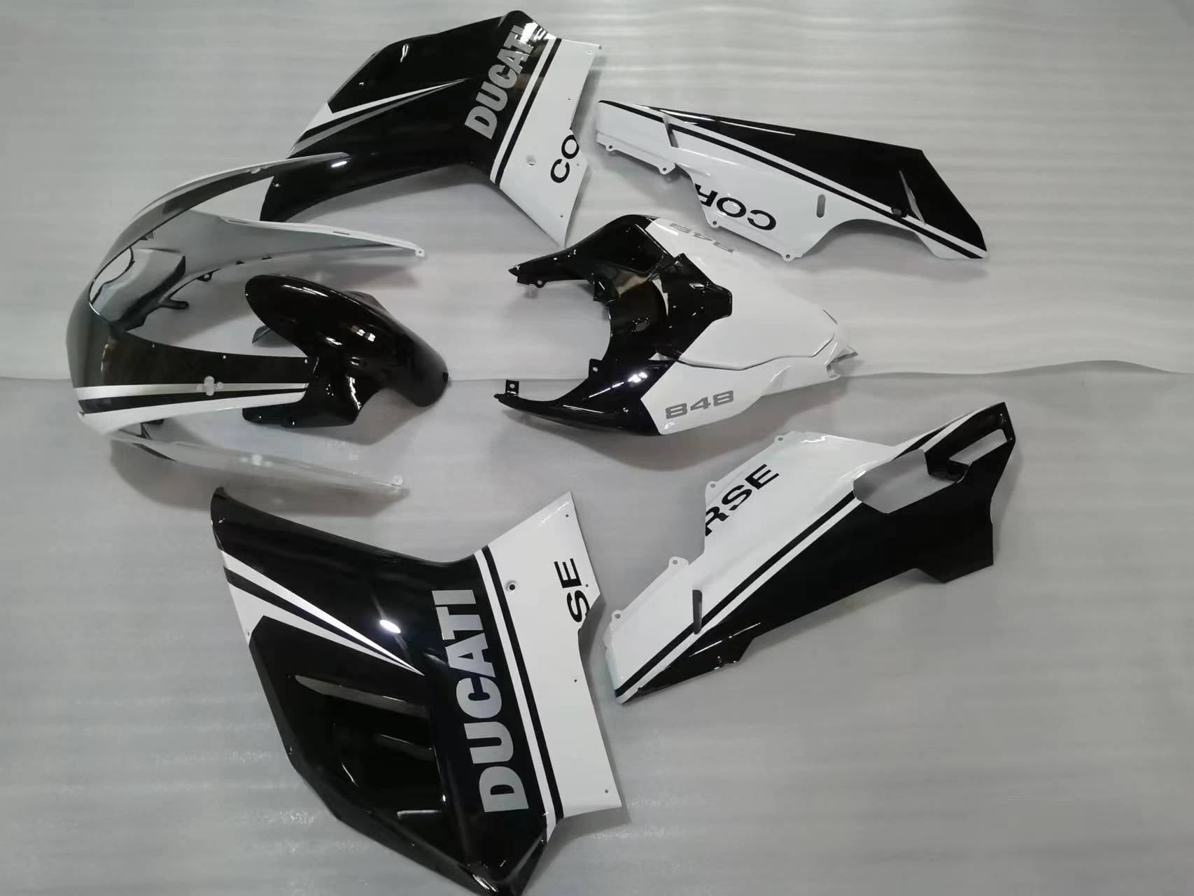 Amotopart Ducati All Years 1098/1198/848 Black Mix White Fairing Kit