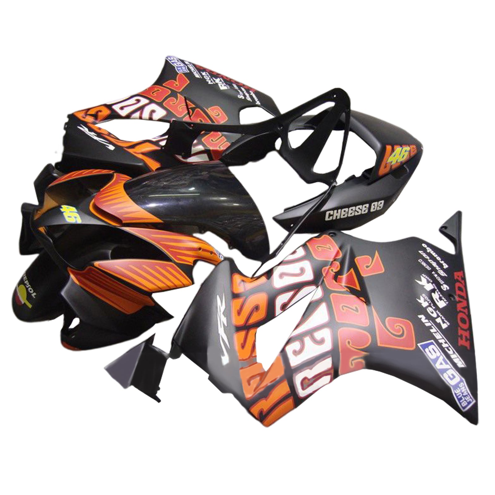 Amotopart 2002-2013 Honda VFR800Black Orange Fairing Kit