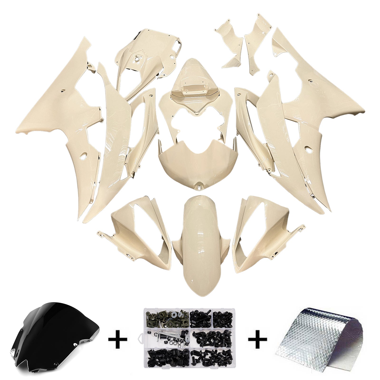 Amotopart 2008-2016 Yamaha YZF-R6 White Fairing Kit