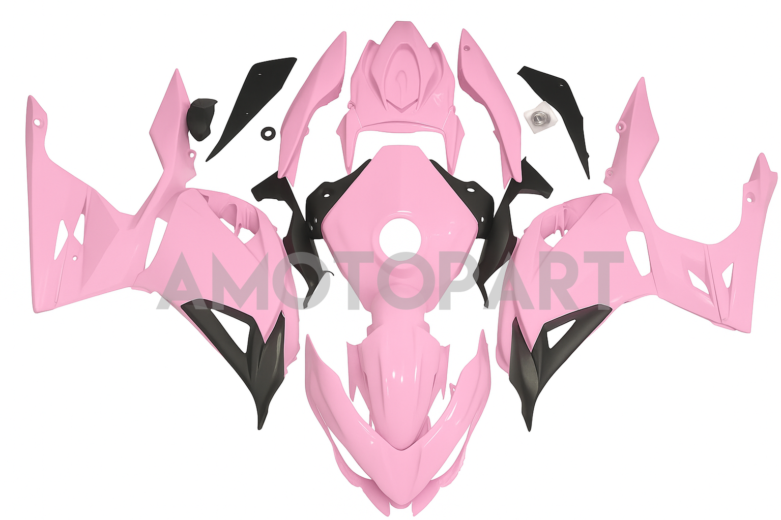Amotopart 2018-2024 Kawasaki EX400 Ninja400 Baby Pink Fairing Kit