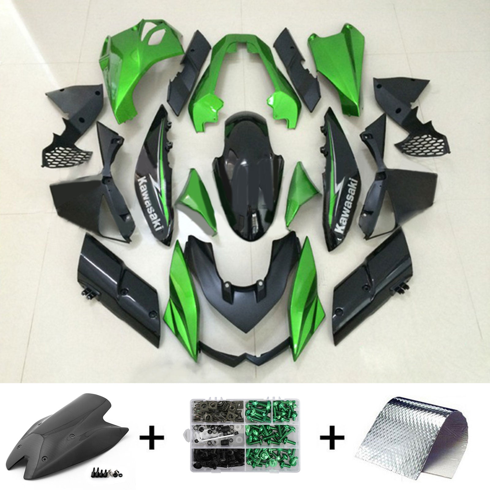 Amotopart 2010-2013 Z1000 Kawasaki Green&Black Style1 Fairing Kit