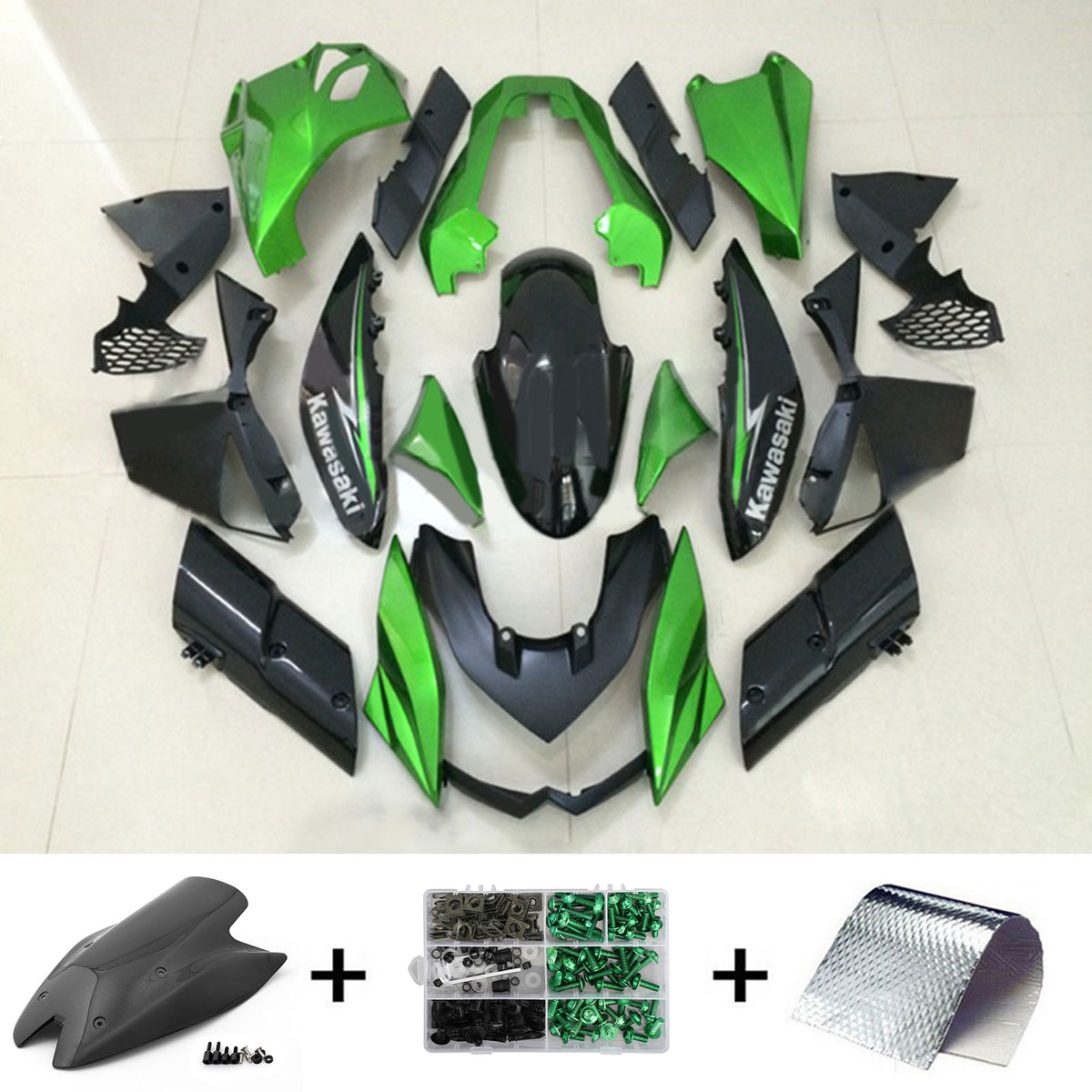 Amotopart 2010-2013 Z1000 Kawasaki グリーン&ブラック Style1 フェアリングキット