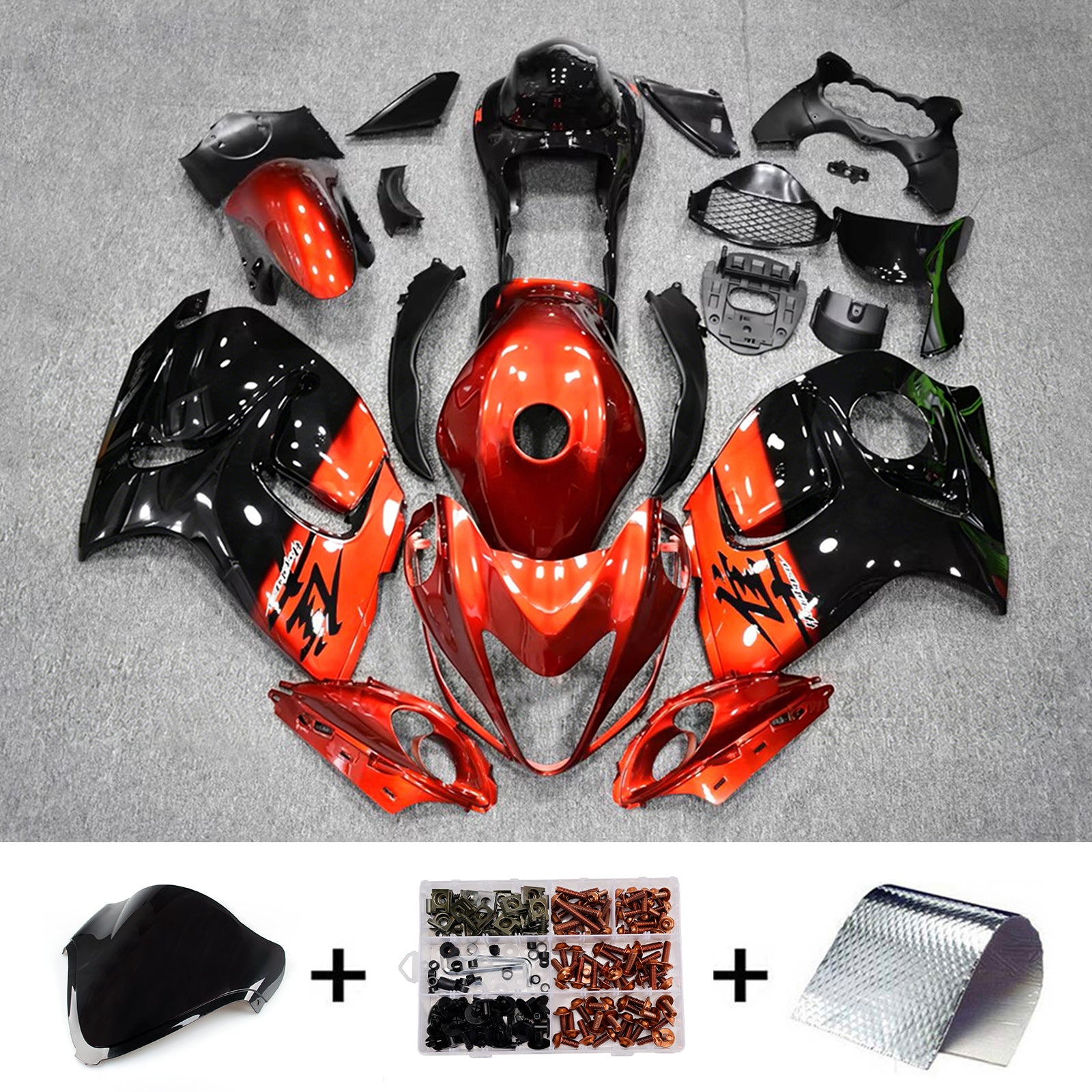 Amotopart 2008-2020 Suzuki Hayabusa GSX1300R Orange/Black Fairing Kit