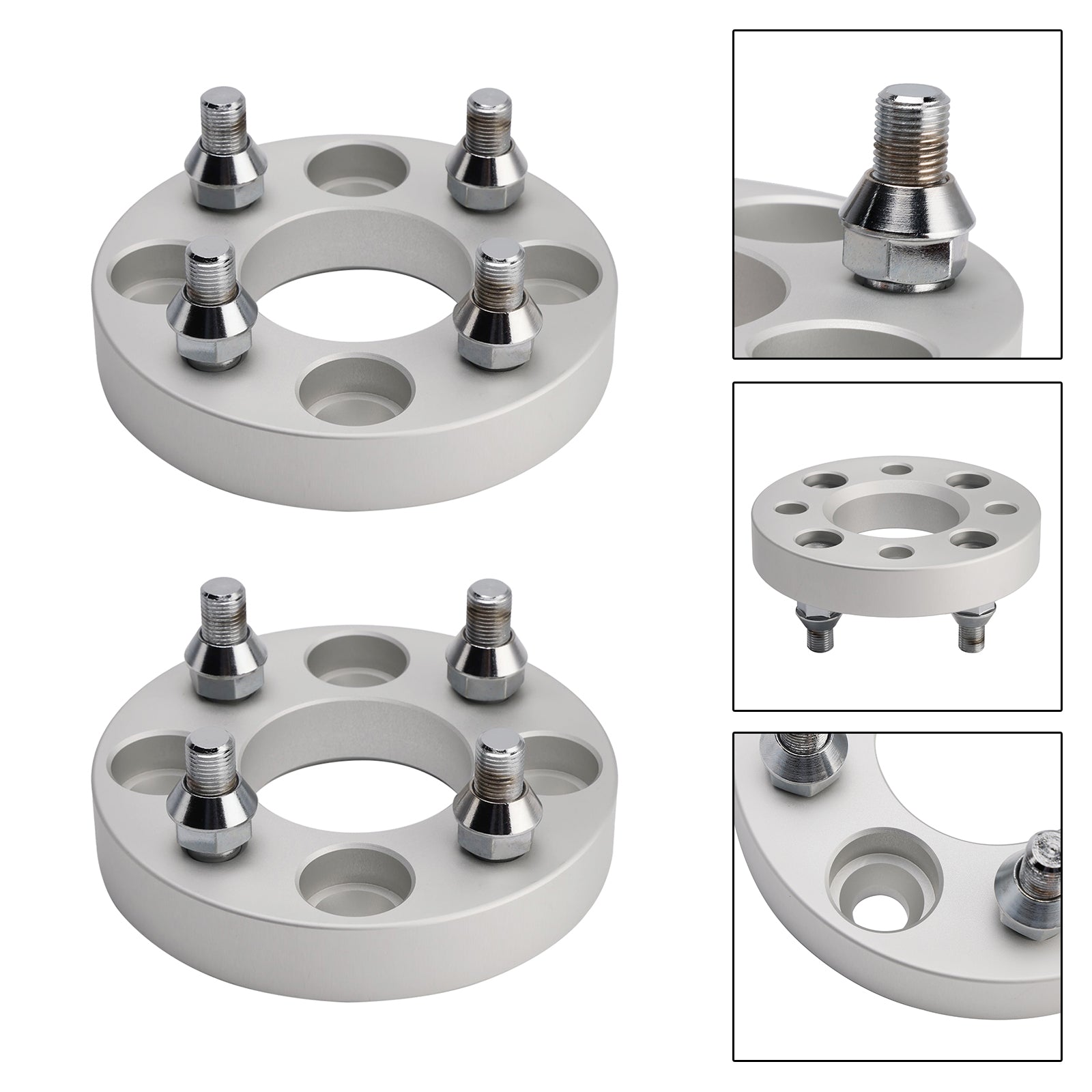 Yamaha Club Car Ezgo 1" Wheel Spacers Kit Cable Golf Carts Lug Nuts Silver