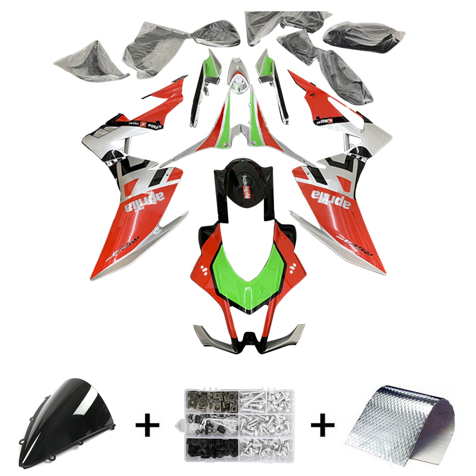 Amotopart Aprilia 2016-2020 RSV4 1000 Kit de carenado rojo y verde estilo 6