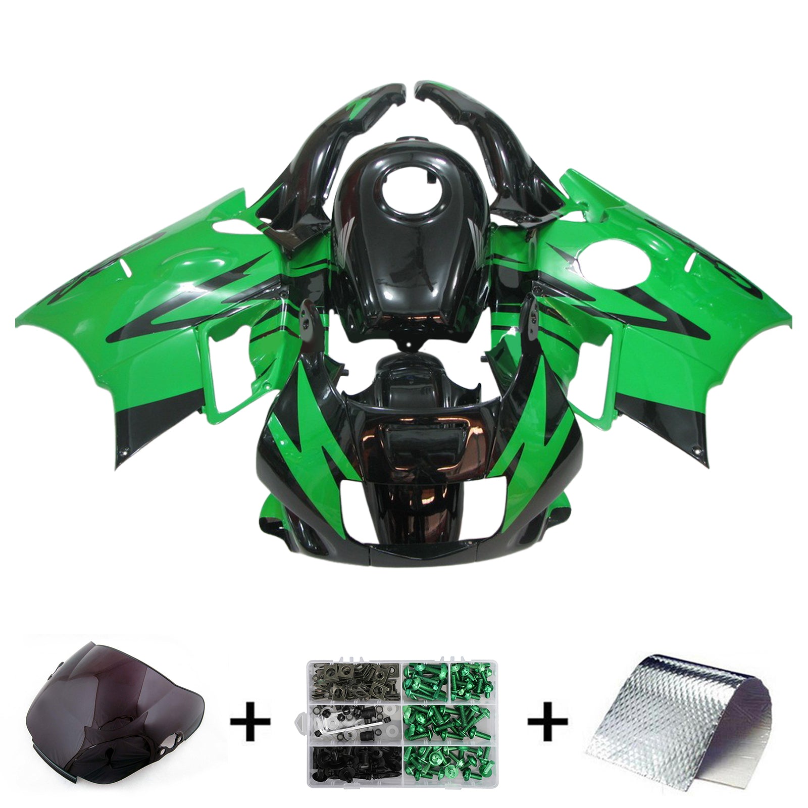 Amotopart 1991-1994 Honda CBR600 F2 Green Black Fairing Kit