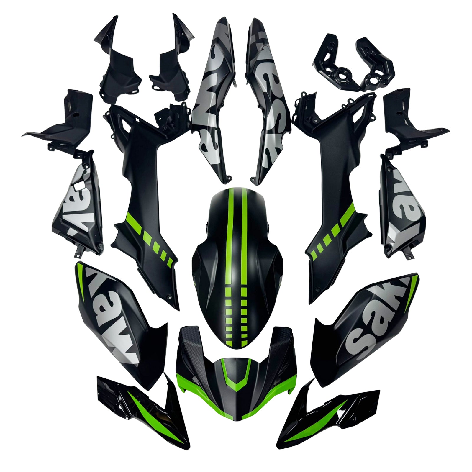 Amotopart 2017-2019 Kawasaki Z650 Black Green Gray Fairing Kit