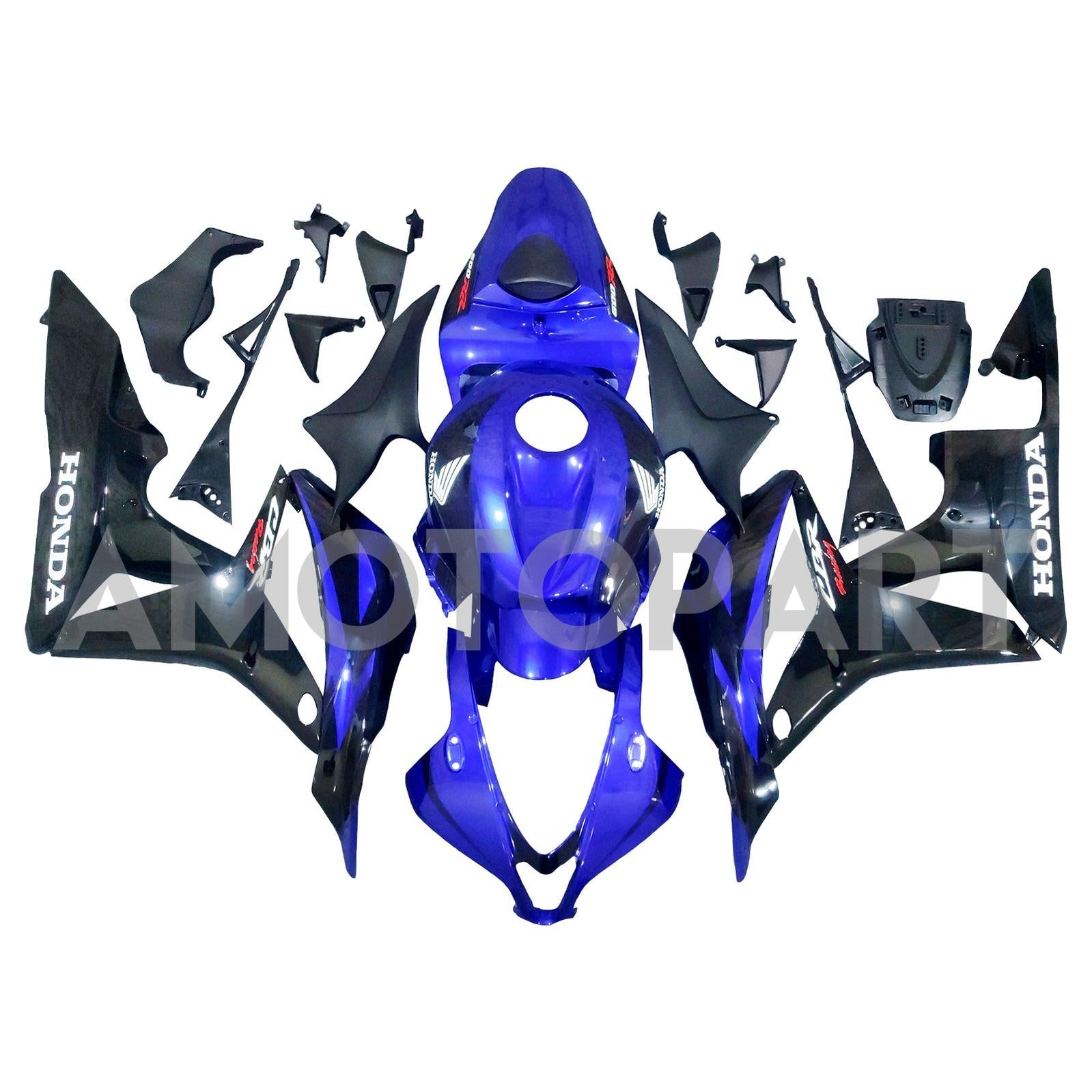 Amotopart 2007–2008 Honda CBR600RR Schwarz Blau Verkleidungsset