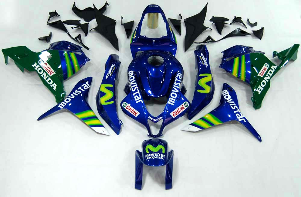 Amotopart 2009-2012 Honda CBR600RR Kit de carénage bleu et vert