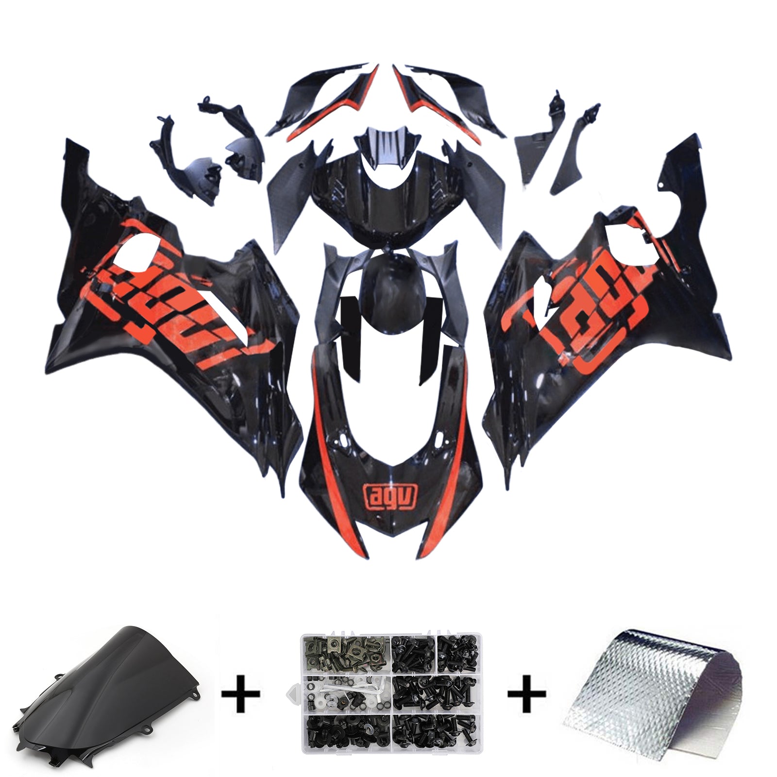 Amotopart 2017-2023 Yamaha YZF R6 Black Orange Fairing Kit