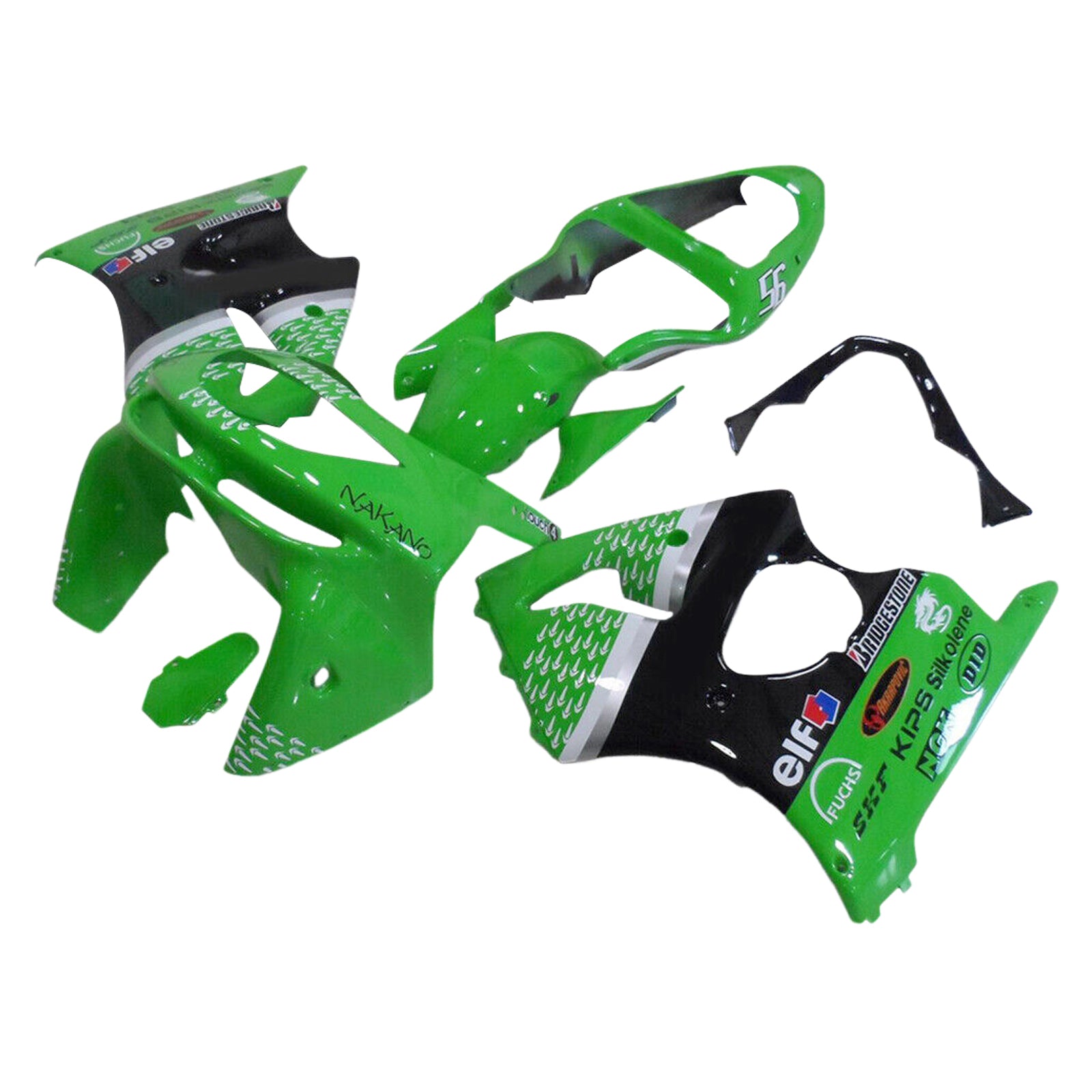 Amotopart 1998-1999 Kawasaki ZX6R Black Green Fairing Kit