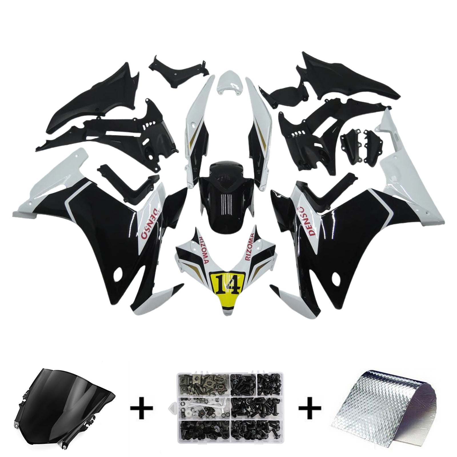 Amotopart 2013–2015 Honda CBR500R Weiß Schwarz Verkleidungsset