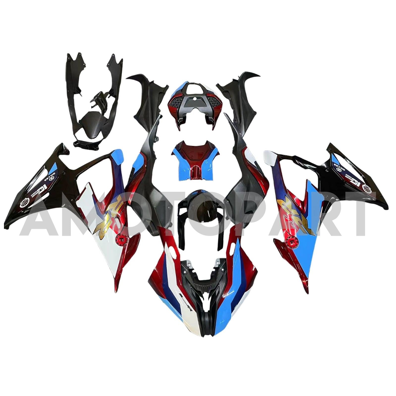 Amotopart 2019-2022 BMW S1000RR M1000RR Kit de carenado negro rojo azul