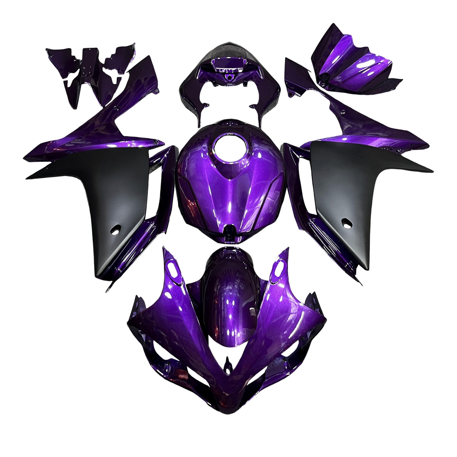 Amotopart 2007-2008 Yamaha YZF-R1 Purple Matte Black Fairing Kit