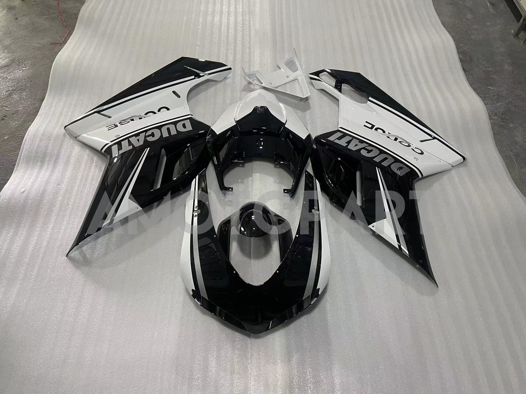 Amotopart Ducati All Years 1098/1198/848 Black Mix White Fairing Kit