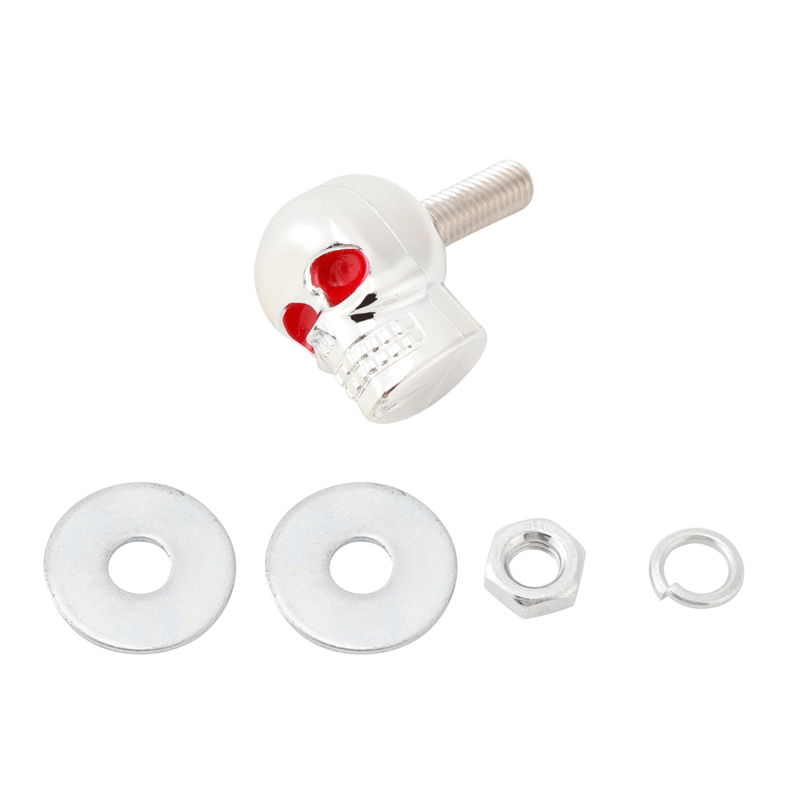 2 Custom SKULL License Plate Bolt Screw Silver Plastic Motorcycle Chopper Bobber