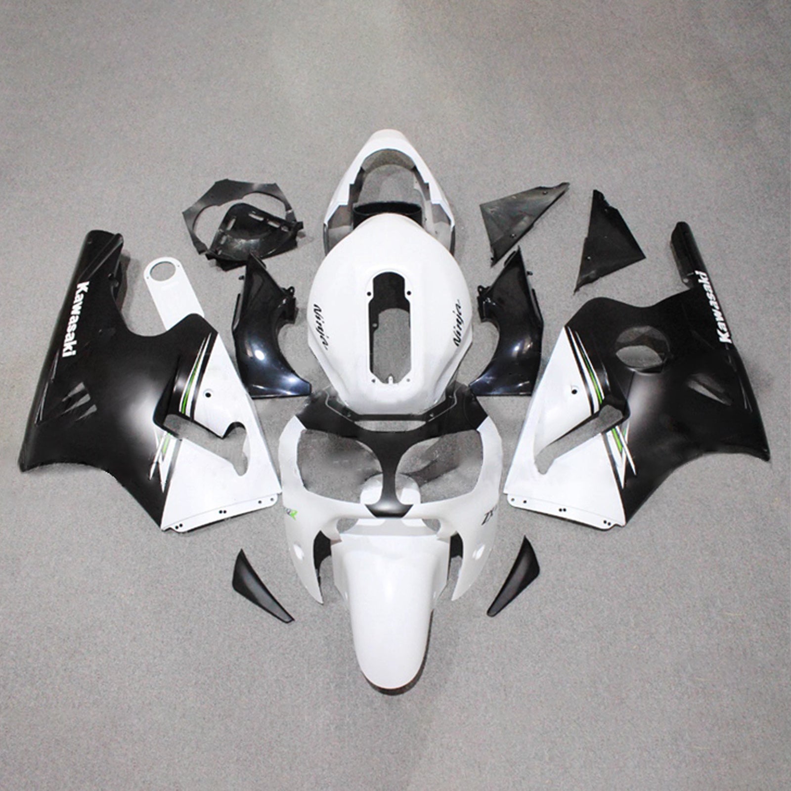 Amotopart 2000-2001 Kawasaki ZX12R Black White Fairing Kit