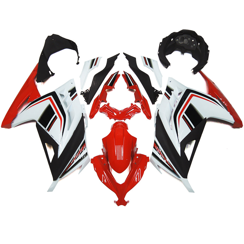 Amotopart Kawasaki EX300/Ninja 300 2013-2023 Kit de carenado rojo y blanco