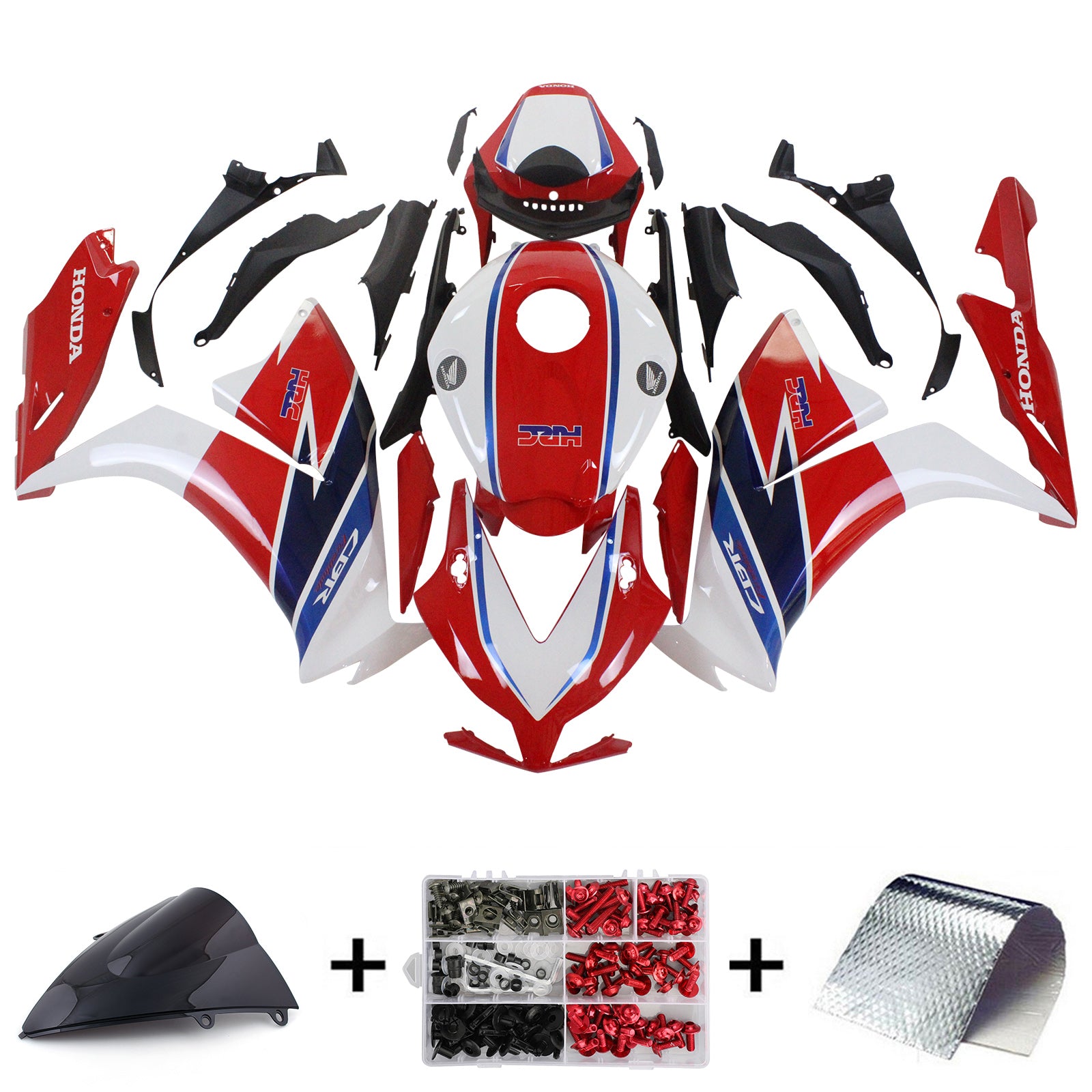 Amotopart 2012-2016 Honda CBR1000RR White Red Fairing Kit