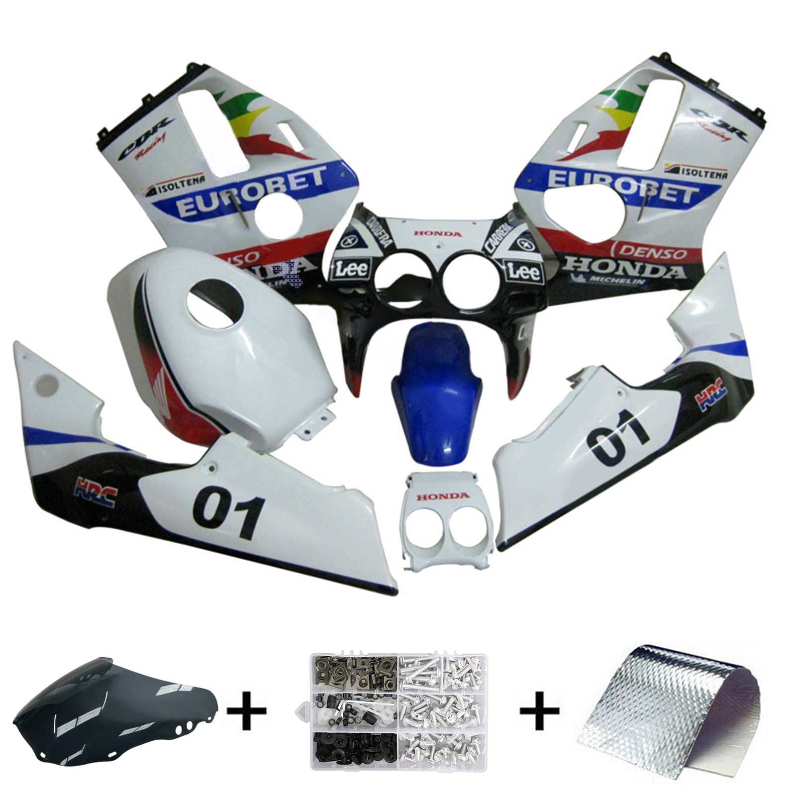 Amotopart 1988-1989 CBR250RR MC19 ホンダ ホワイト&ブルー フェアリングキット