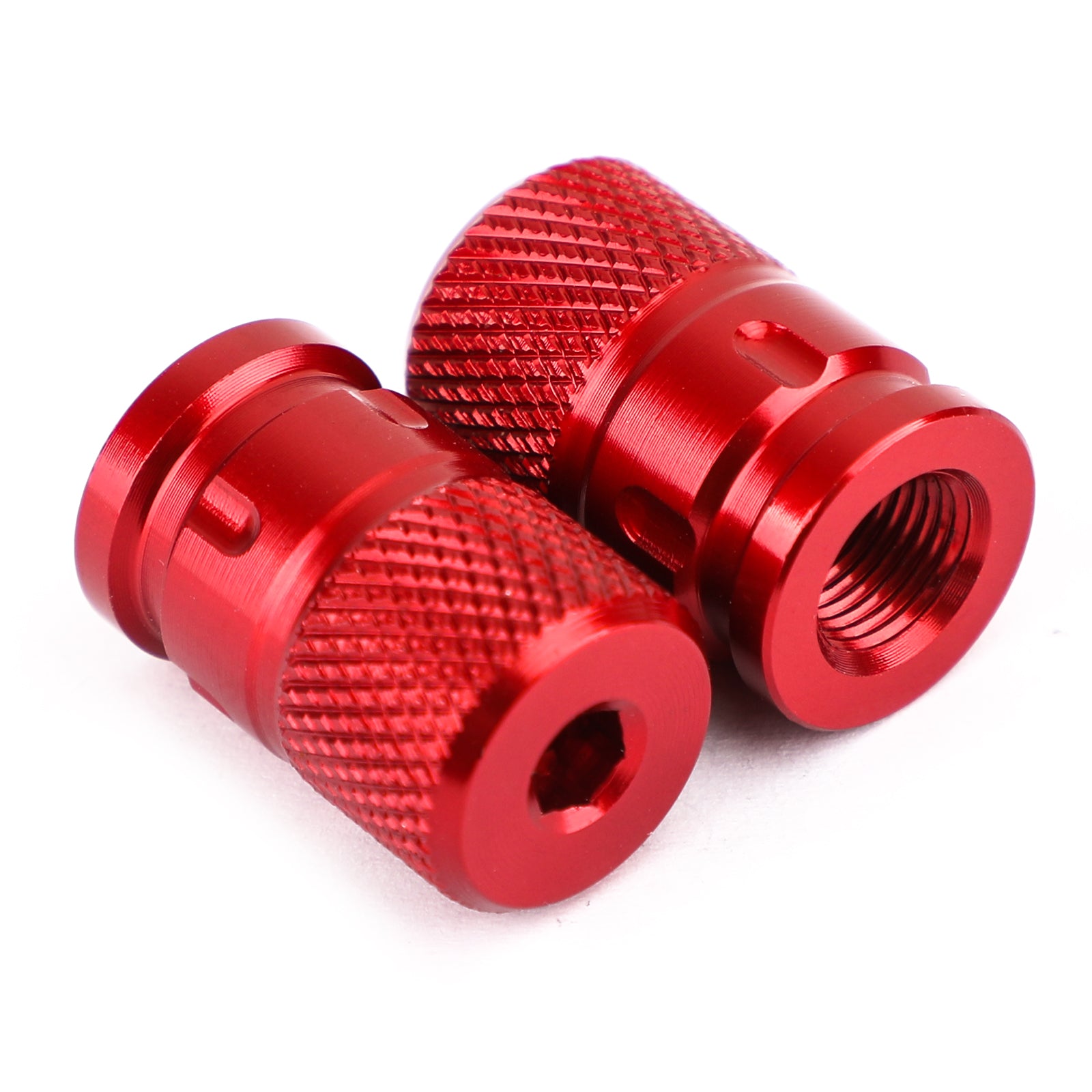 Pair CNC Red Anti-Thief Tire Valve Stem Caps For Car Truck Bike Motorcycle