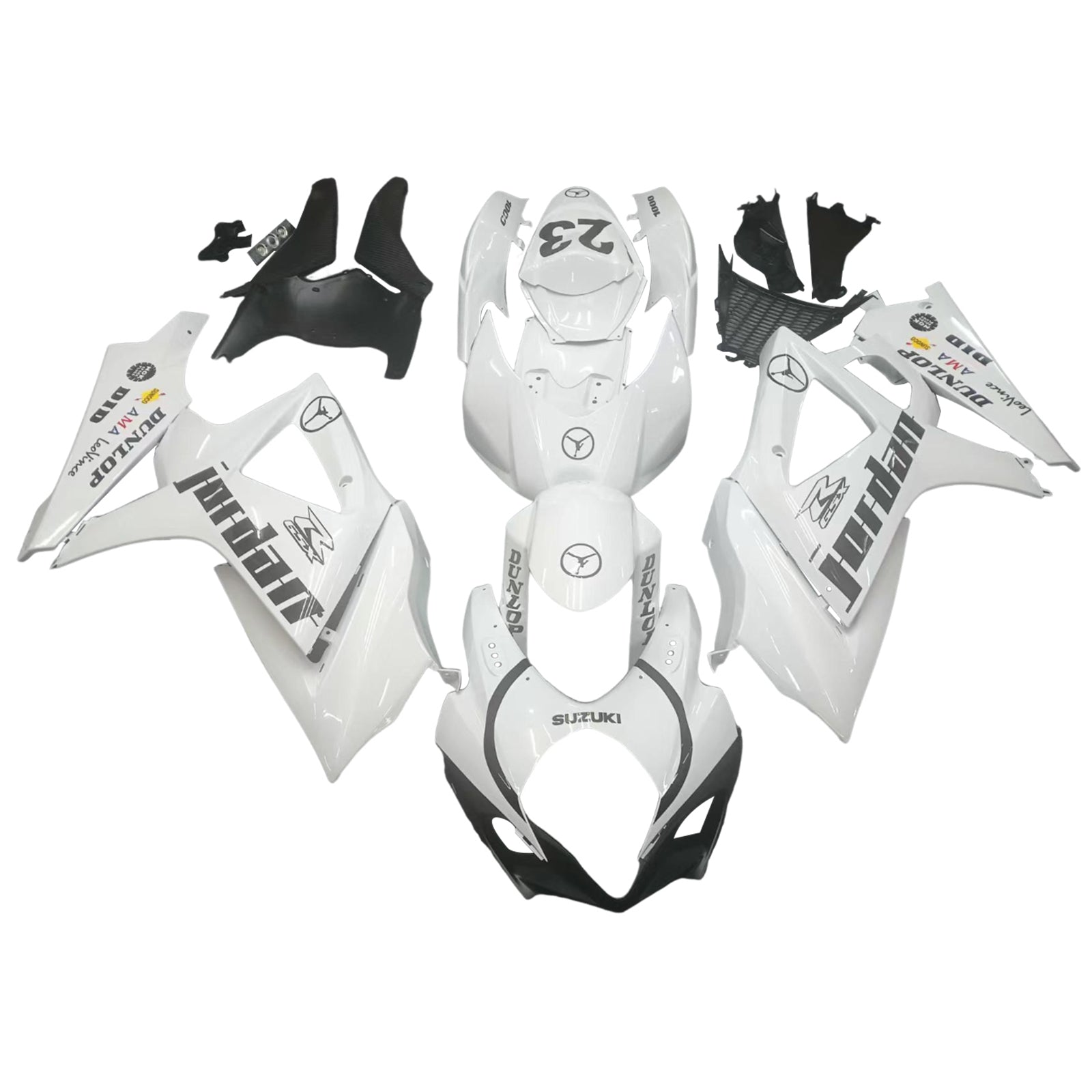 Amotopart 2007-2008 Suzuki GSXR1000 White Black Fairing Kit