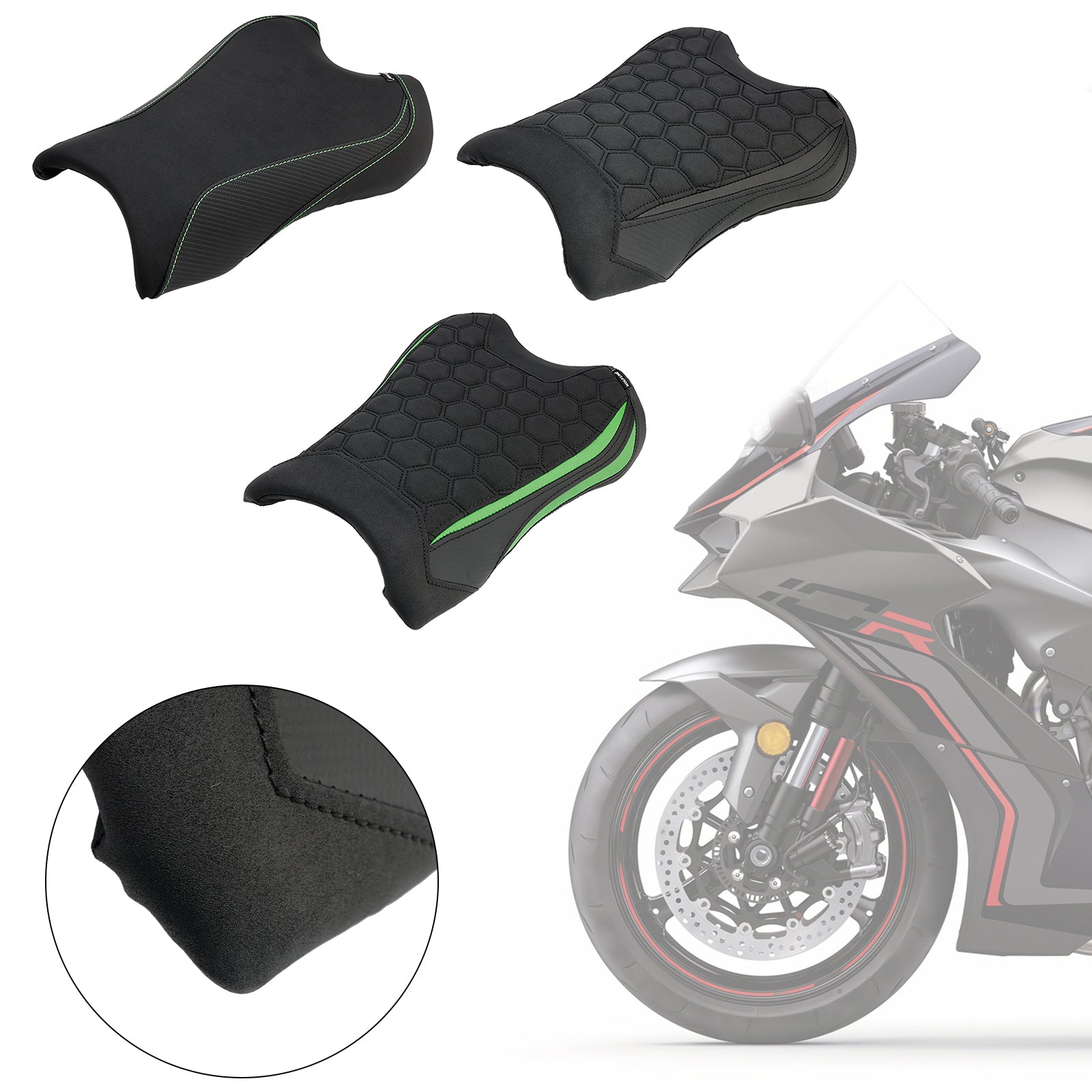 2021-2023  Kawasaki Zx-10R/Rr Front Driver Raider Seat Pillion Saddle Green