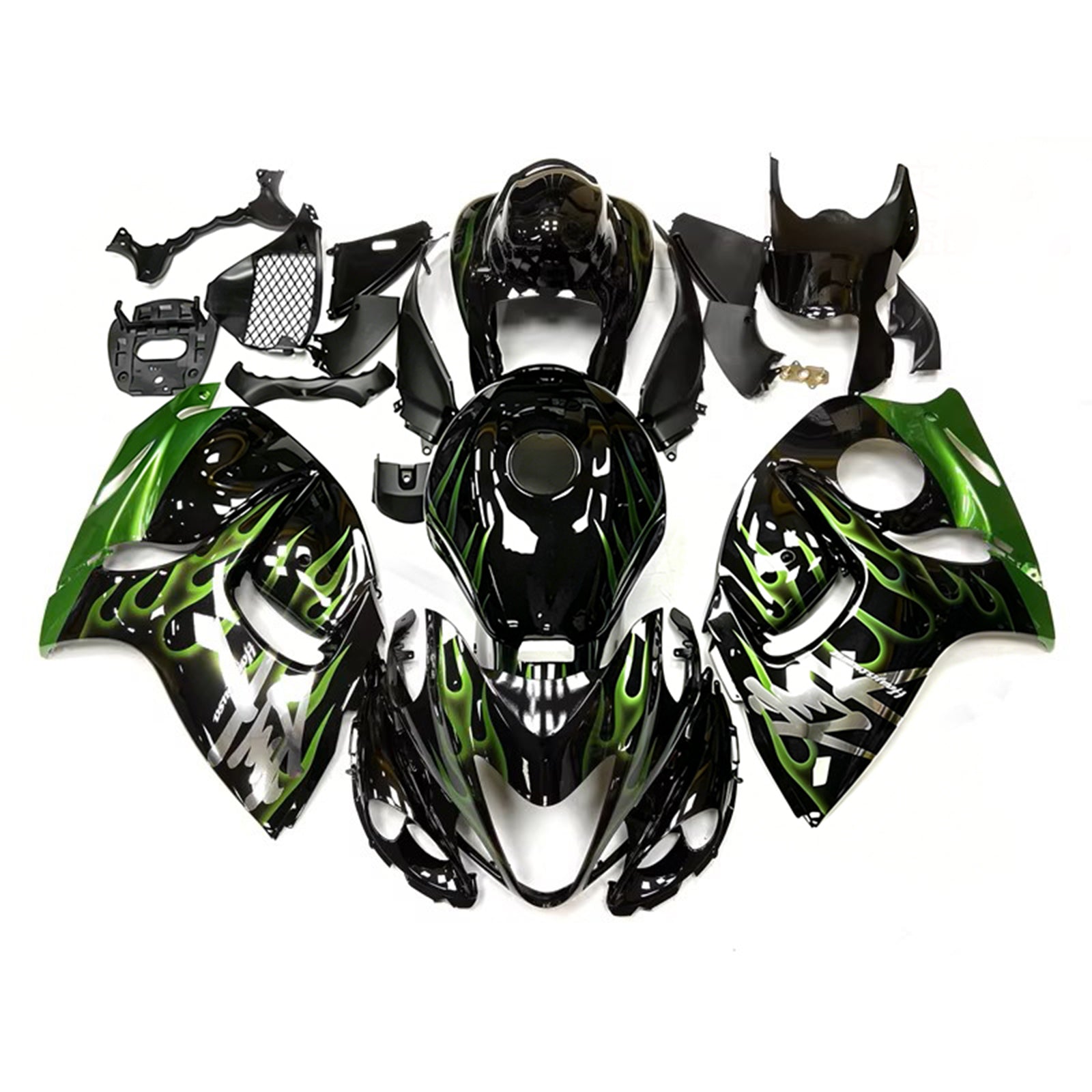 Amotopart 2008-2020 Suzuki Hayabusa GSX1300R Black/Green Fairing Kit
