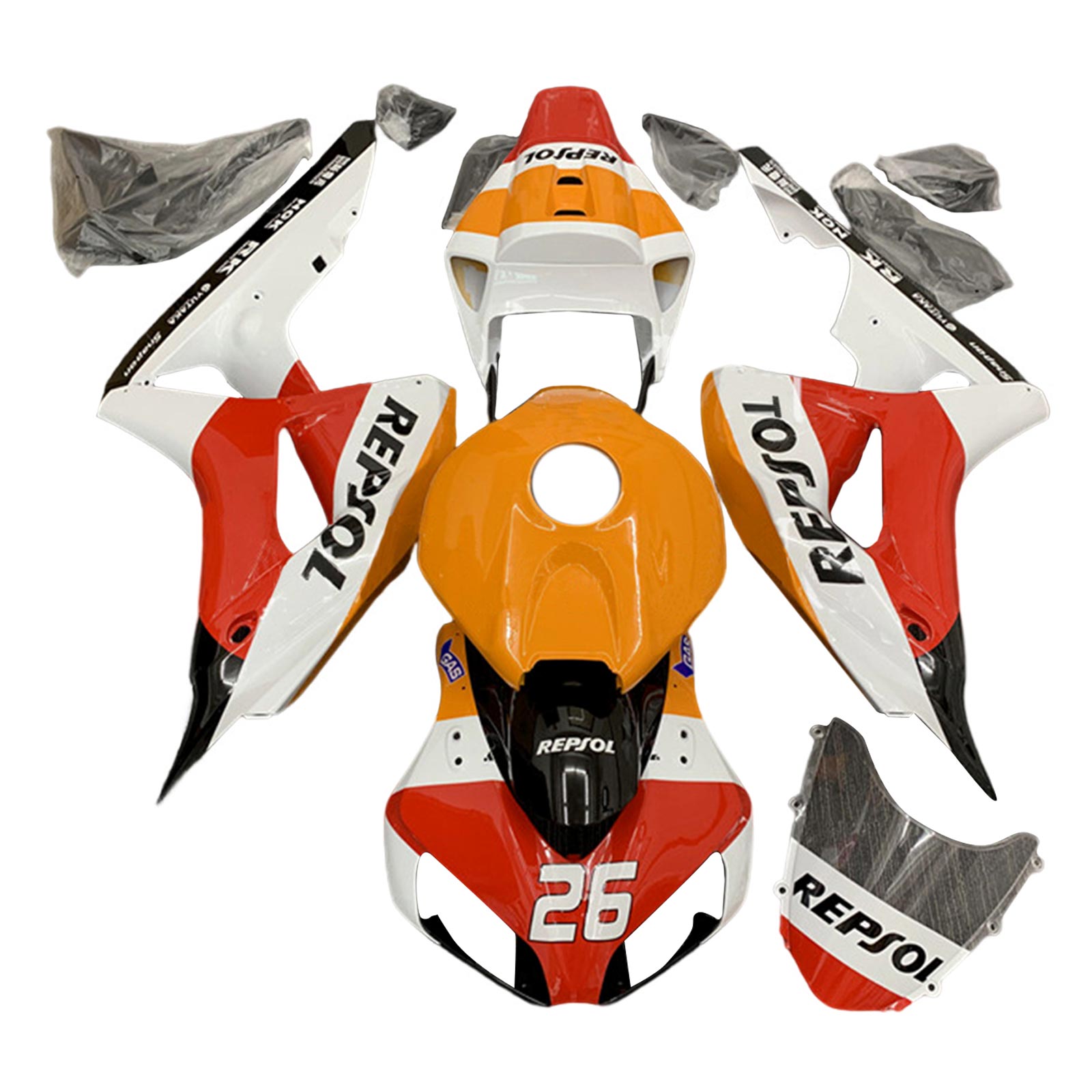 Amotopart 2006–2007 Honda CBR1000RR Orange &amp; Rot Repjol Verkleidungsset