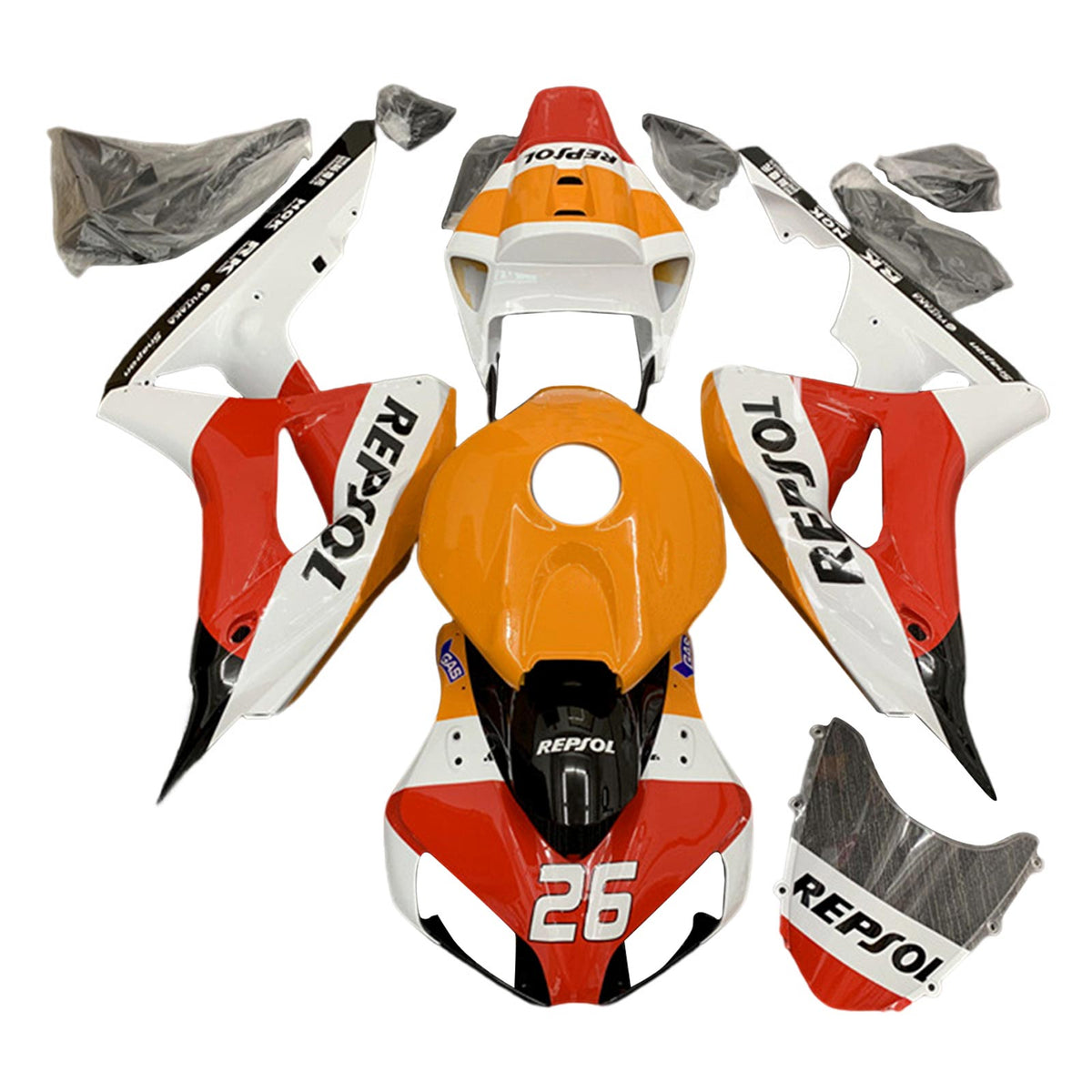Amotopart 2006-2007 Honda CBR1000RR Kit carena Repjol arancione e rosso