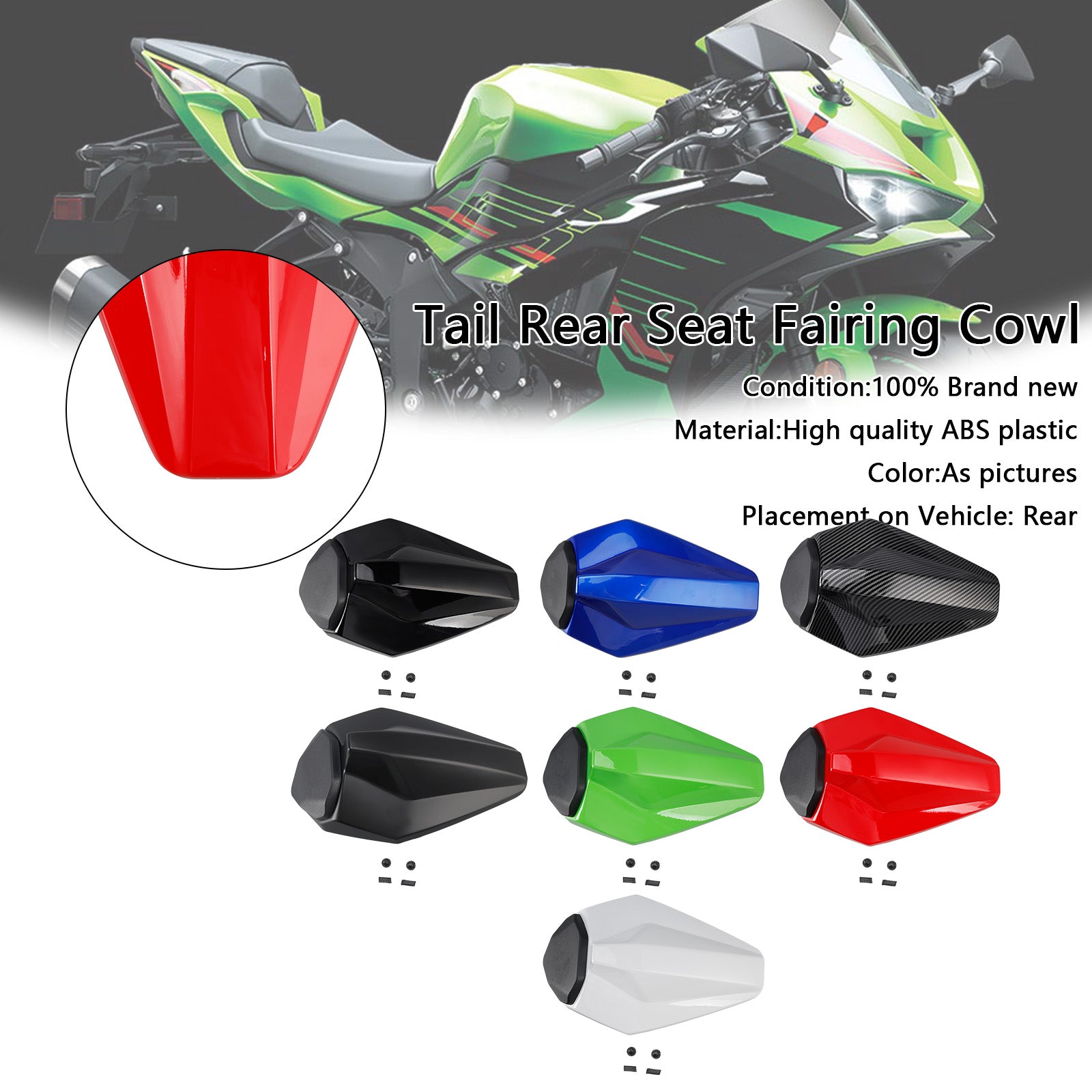 2019-2025 Kawasaki ZX6R ZX-6R Racing Tail Rear Seat Fairing Cowl