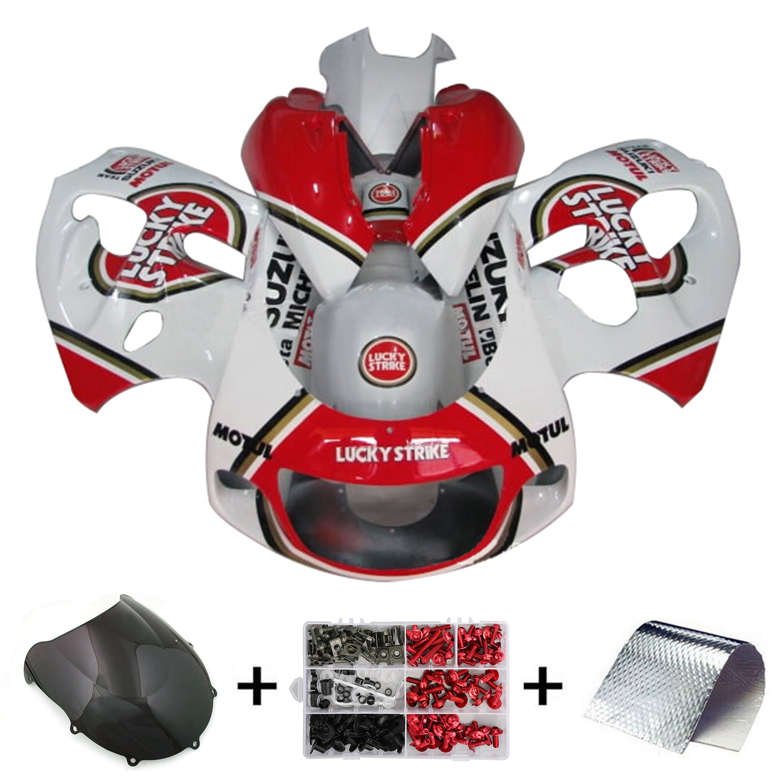 Amotopart Suzuki GSXR600 1996-2000 GSXR750 1996-1999 Kit carena bianco e rosso Style1