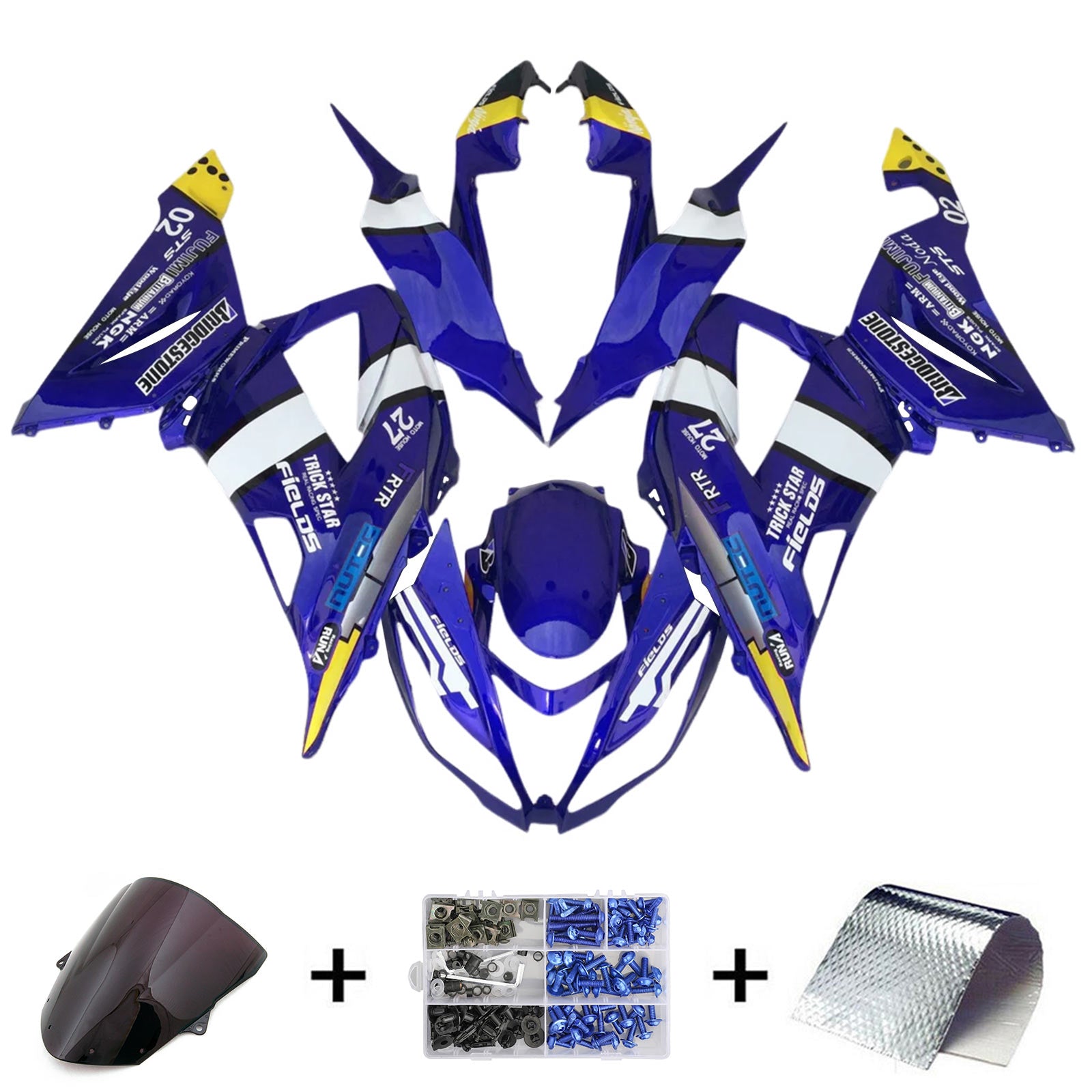 Amotopart 2013-2018 Kawasaki ZX6R 636 Blue Fairing Kit