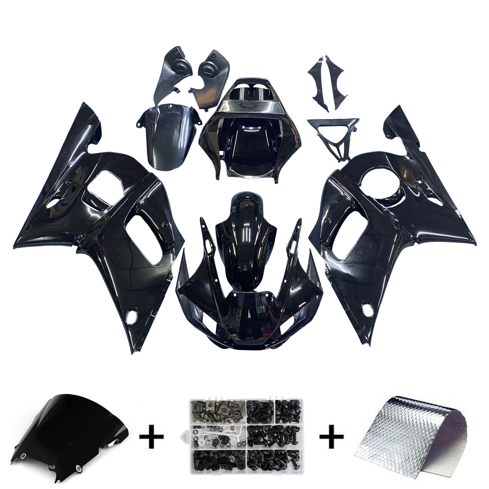 Amotopart 1998-2002 Yamaha YZF 600 R6 Black Fairing Kit