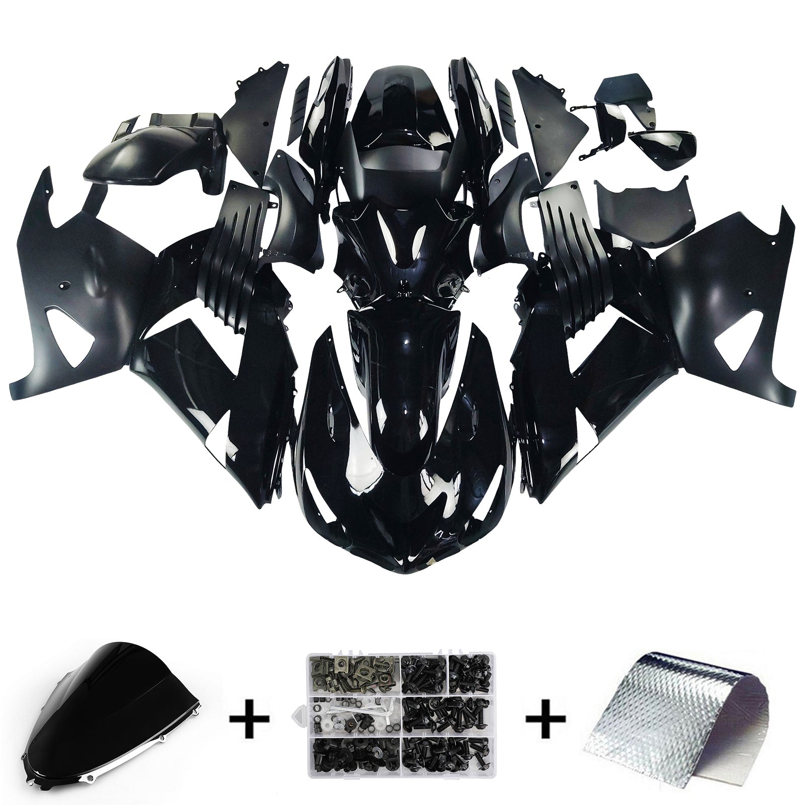 Amotopart 2006-2011 Kawasaki ZX14R Black Fairing Kit