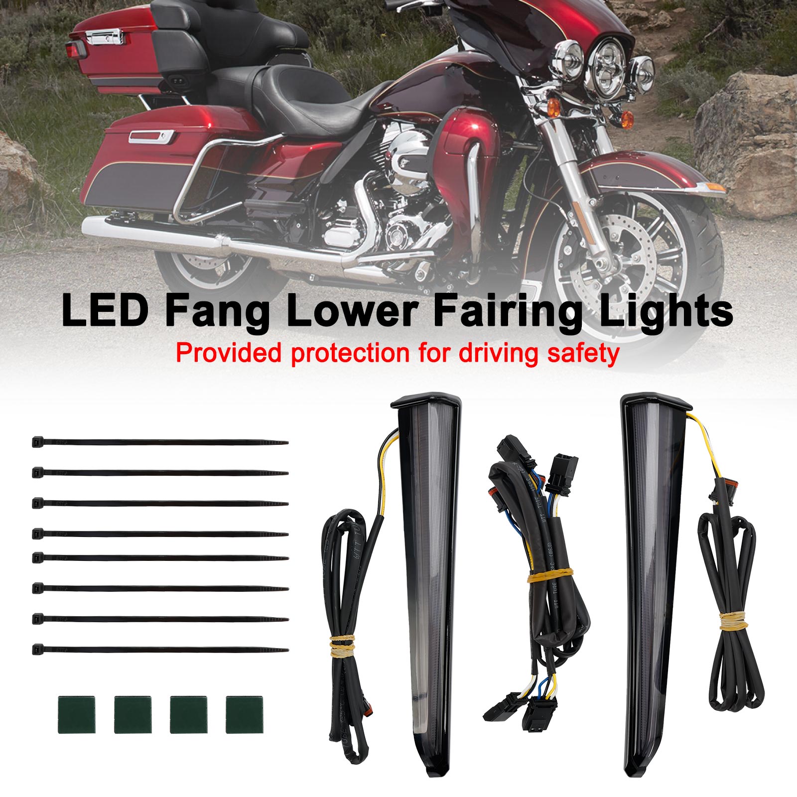 45801 LED Fang Lower Fairing Lights for Touring Road Glide 2014-2023