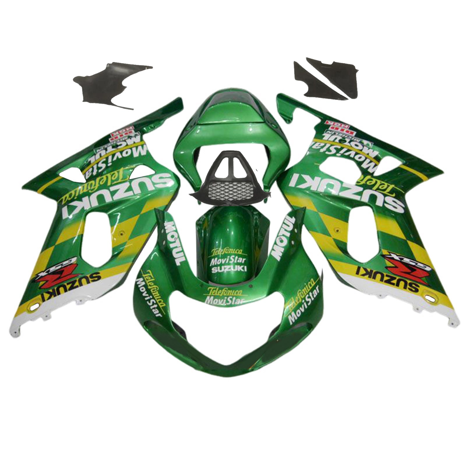 Amotopart 2000-2002 K1 K2 GSXR1000 Suzuki Green&Yellow Fairing Kit