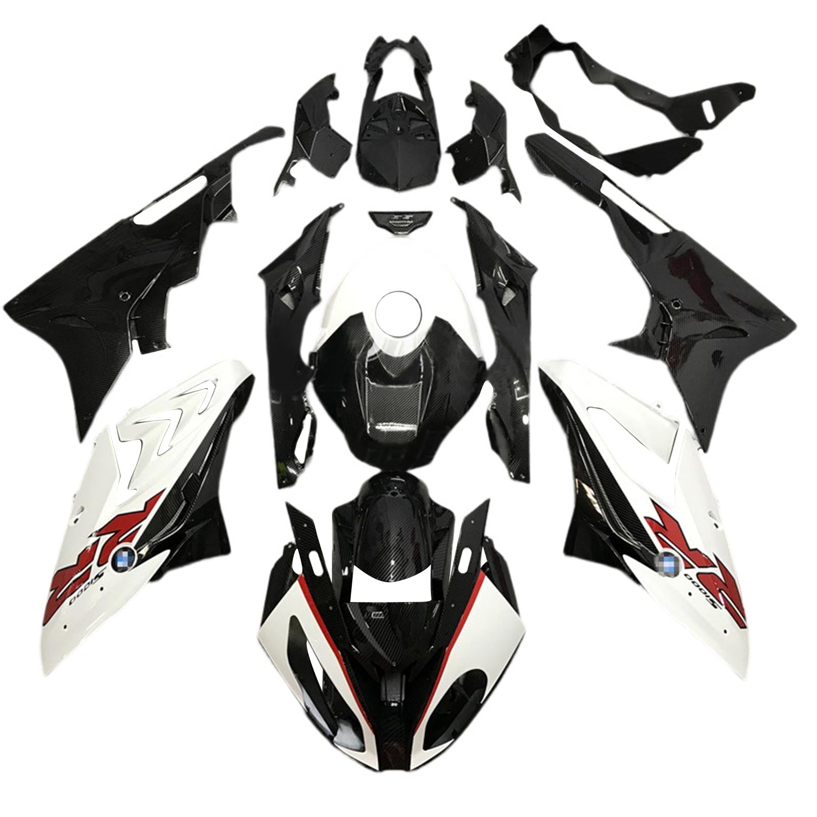 Kit de carénage Amotopart BMW S1000RR 2017-2018 noir et blanc