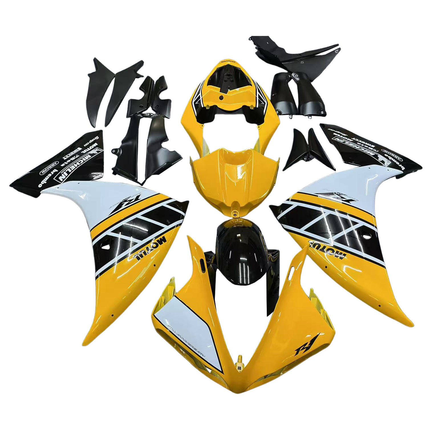 Amotopart 2009-2011 Yamaha YZF 1000 R1 Yellow Black White Fairing Kit