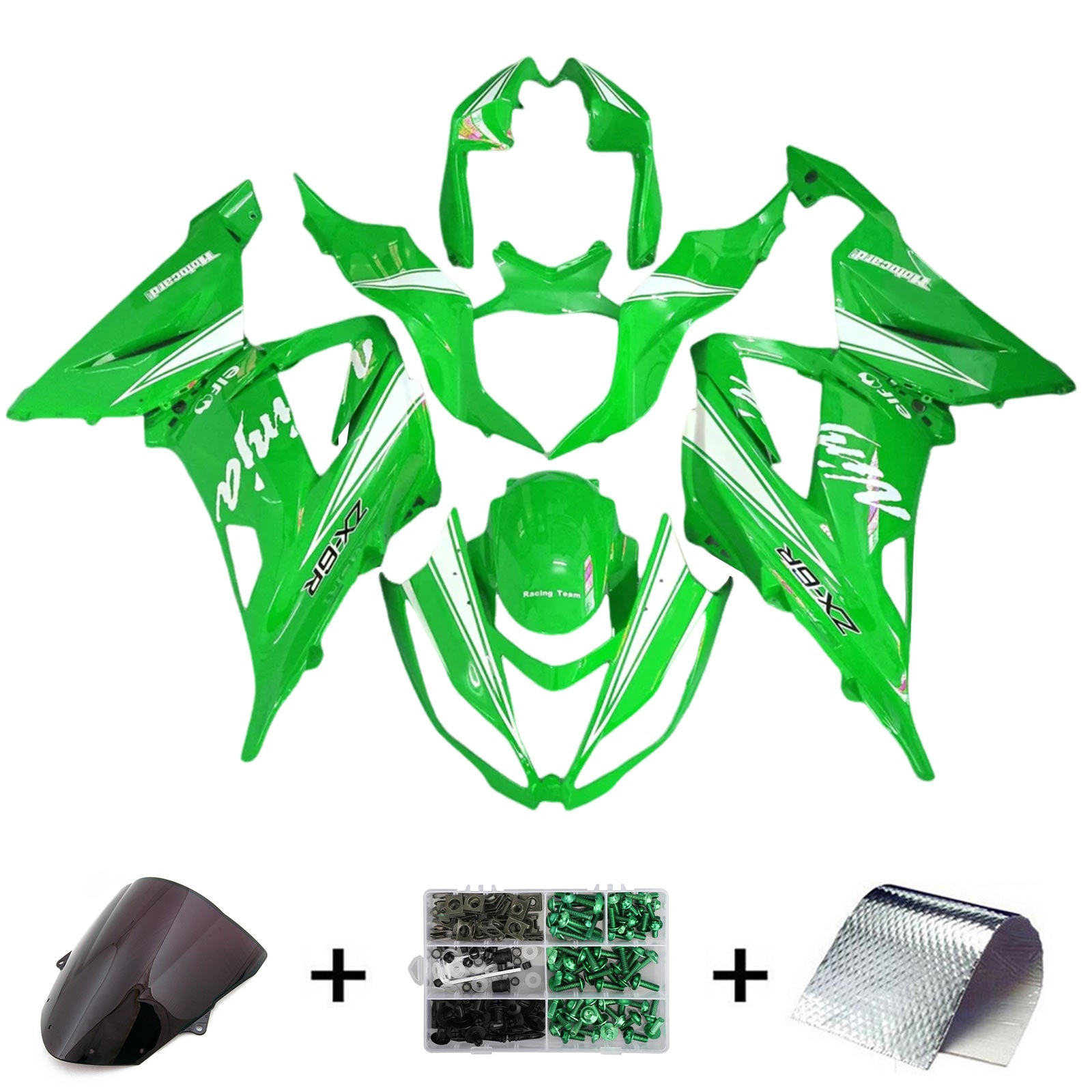 Amotopart 2013-2018 Kawasaki ZX6R 636 Green Fairing Kit