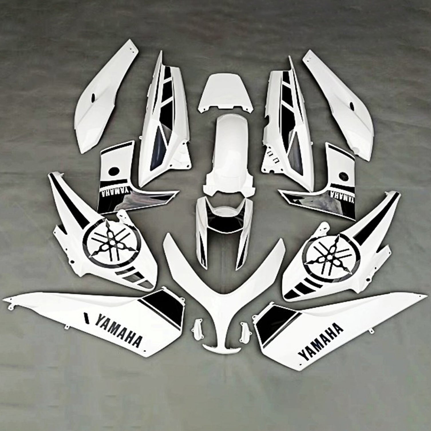 Amotopart 2019-2021 Yamaha TMAX560 Fairing  White with Black Accents Kit