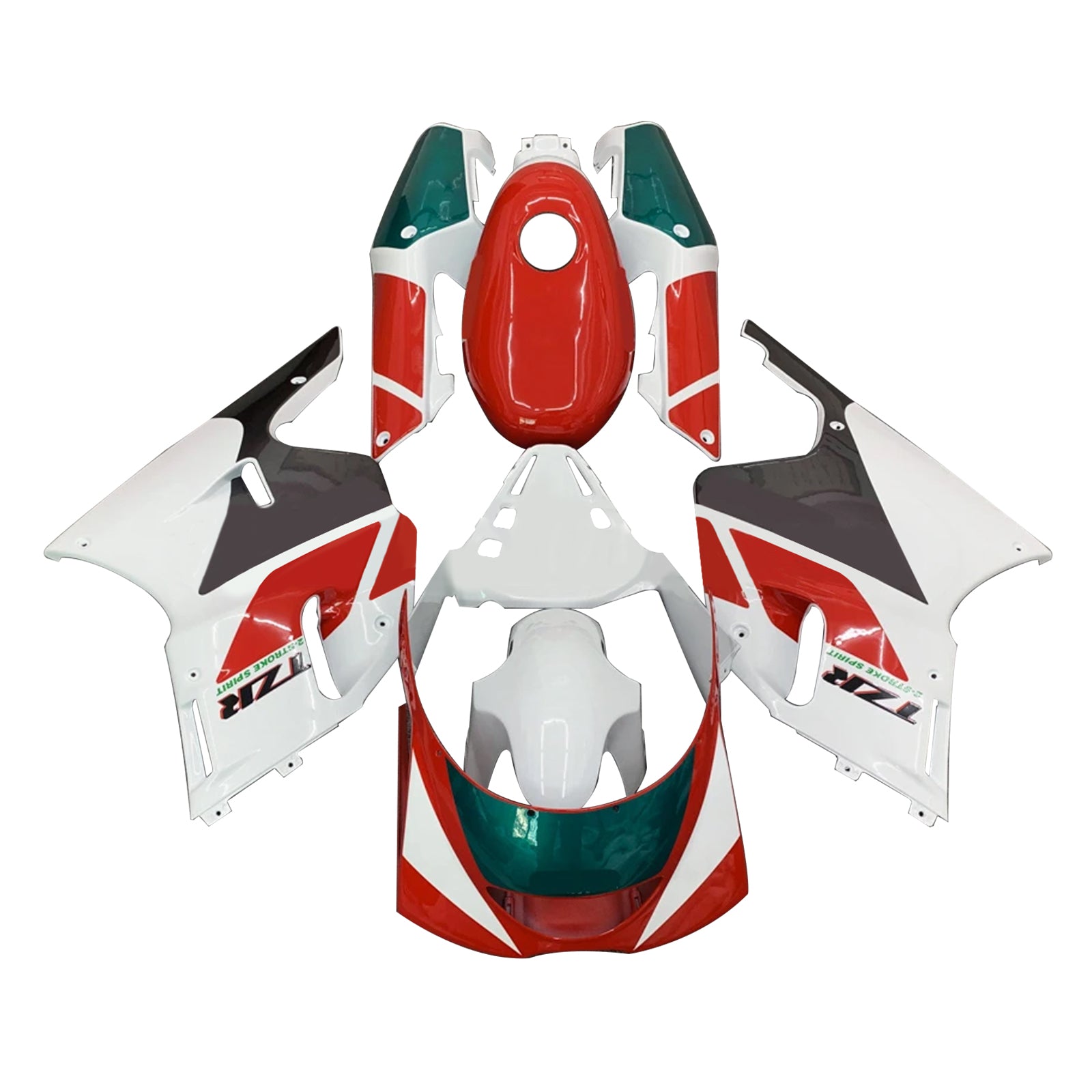 Amotopart 1991-1994 Yamaha TZR250 3XV White Red Green Fairing Kit