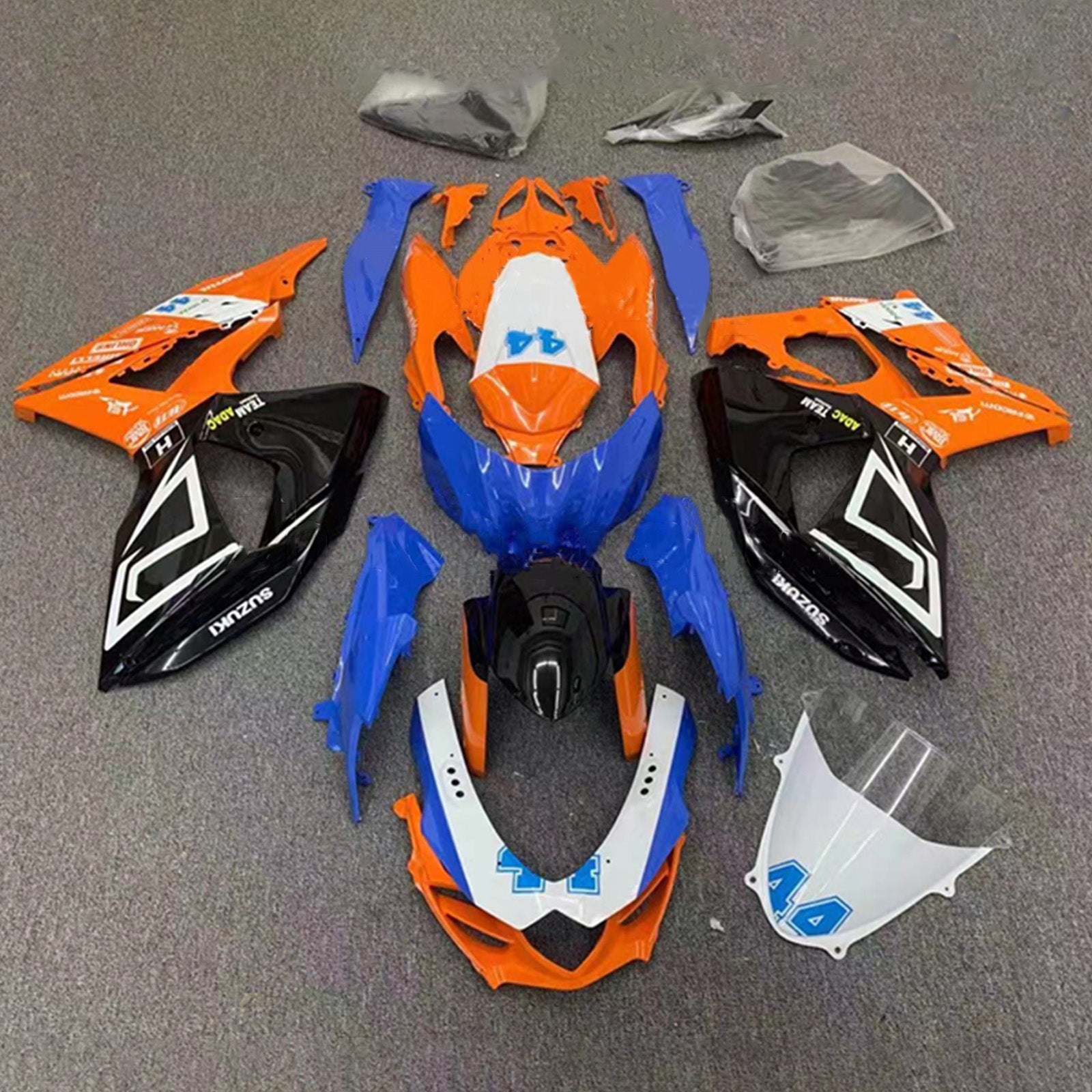 Amotopart 2009-2016 K9 GSXR1000 Suzuki Kit de carenado azul y naranja