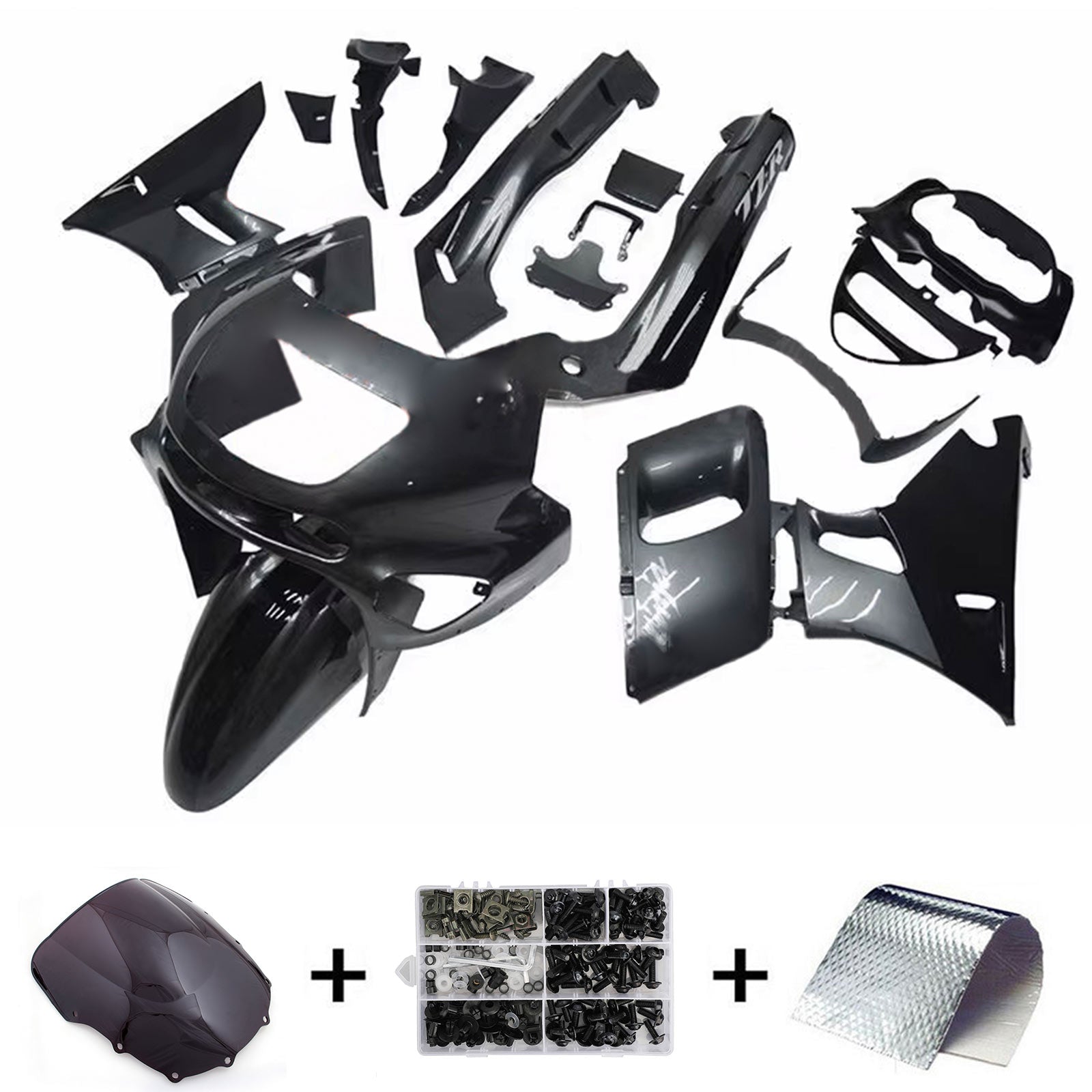 Amotopart ZZR400 1993-2007 ZZR600 1998-2003 Kit de carénage gris brillant Kawasaki