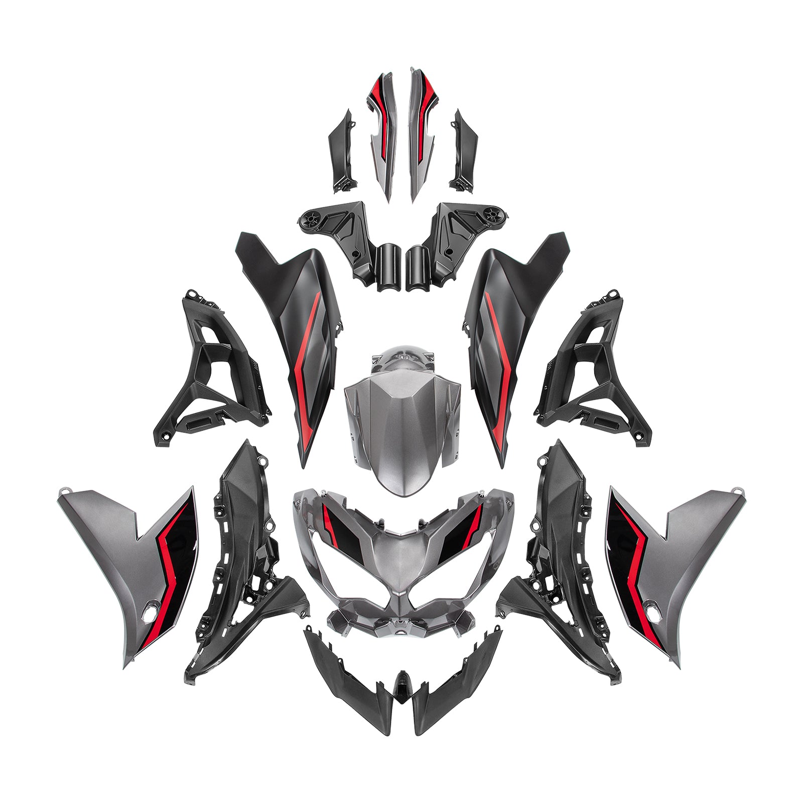 Amotopart 2022-2024 Kawasaki VERSYS 650 KLE ABS Sliver Red pattern Fairing Kit