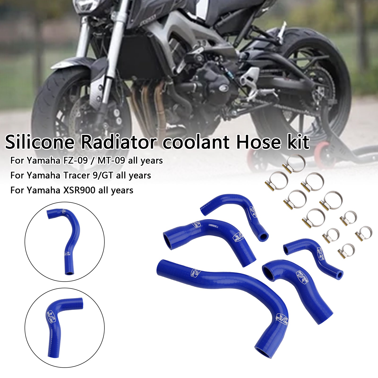 All Years Yamaha MT-09 XSR900 Tracer 9/GT Silicone Radiator coolant Hose