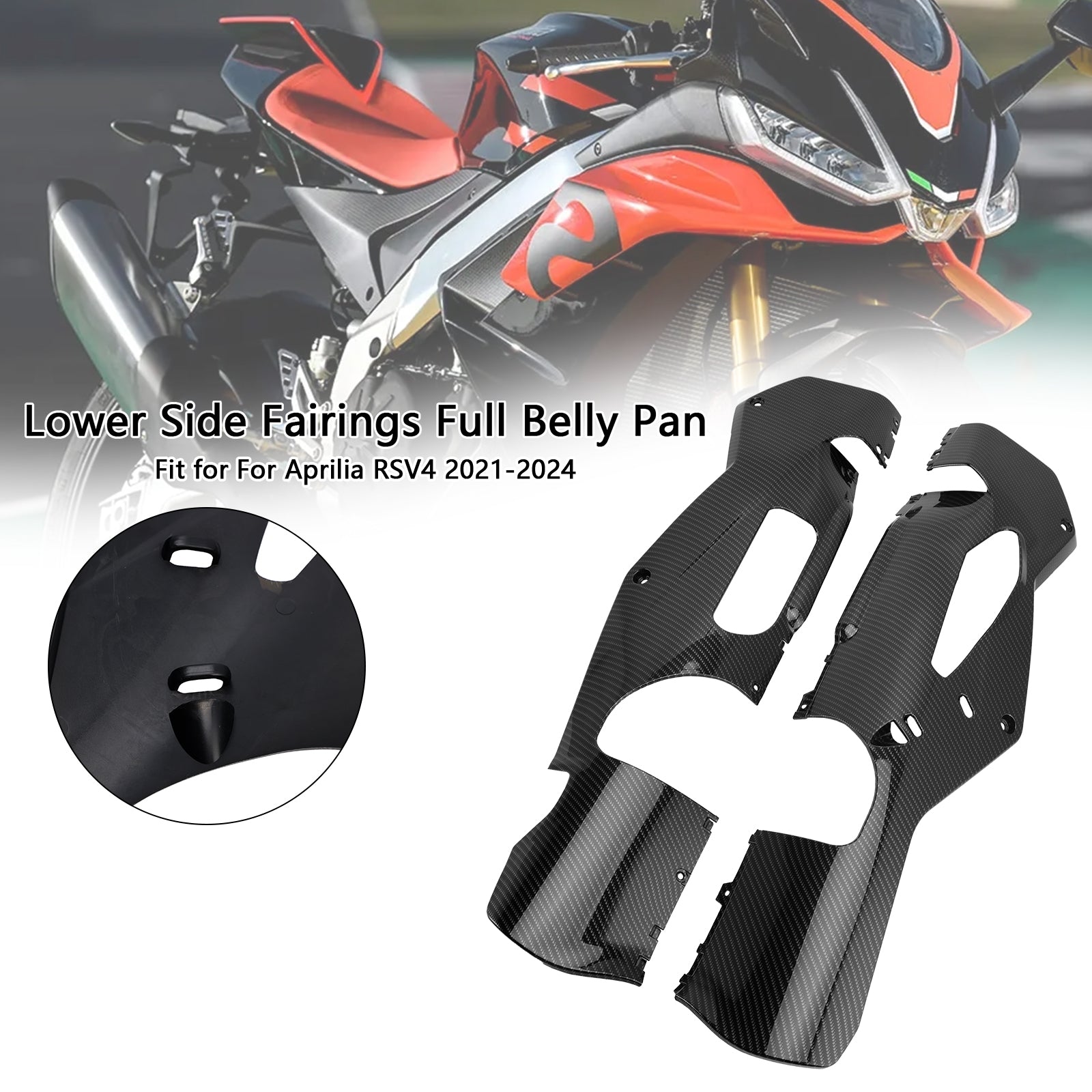 2021-2024 Aprilia RSV4 Lower Side Fairings Full Belly Pan Plate Cover