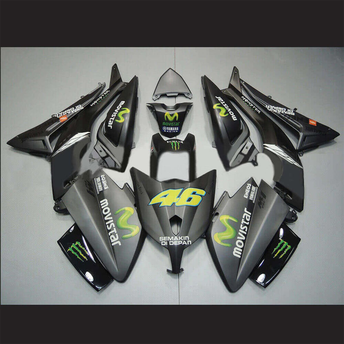 Amotopart 2012-2014 Yamaha T-Max TMAX530 nero opaco con kit carenatura Monster Logo