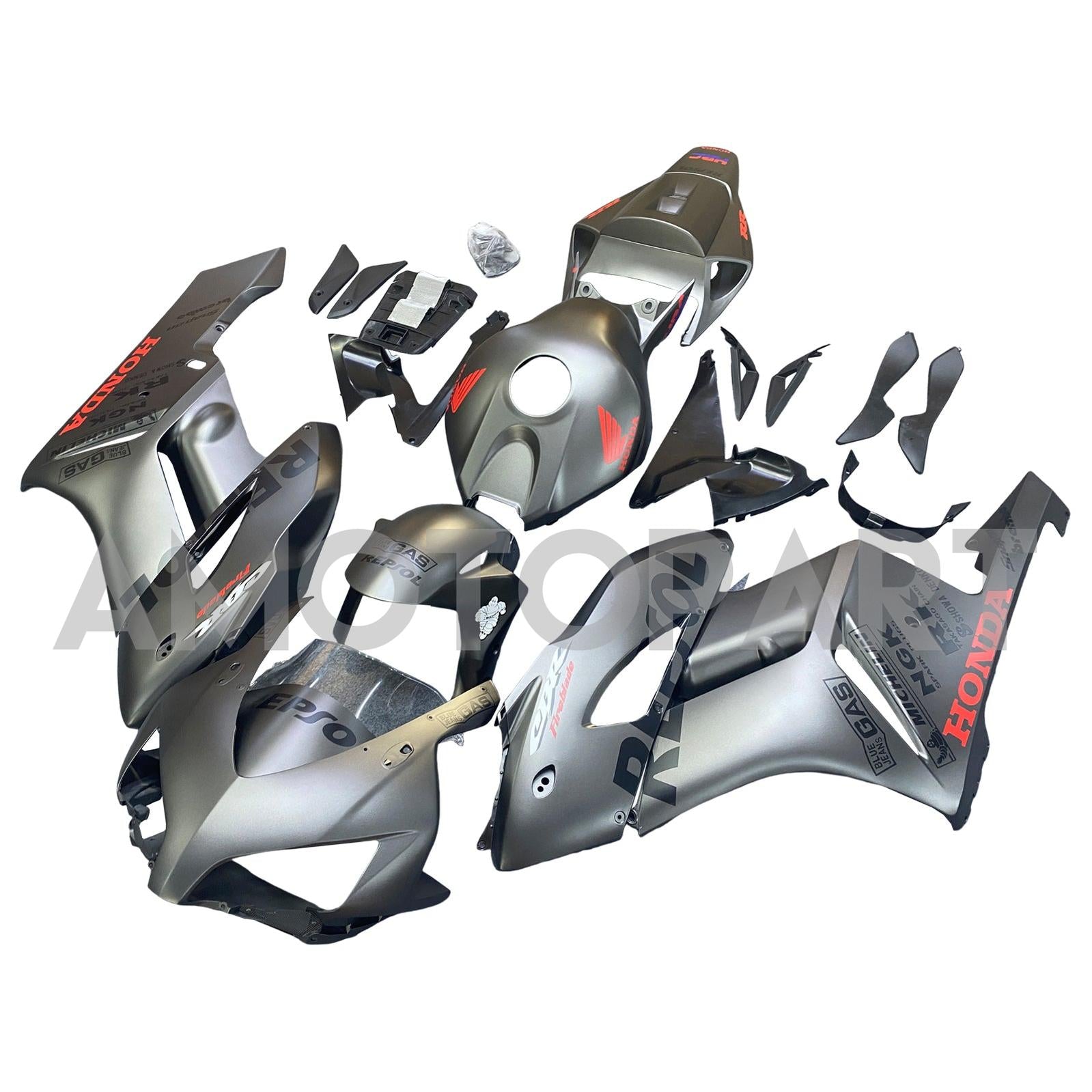 Amotopart 2004-2005 Honda CBR1000RR Silver Black Fairing Kit